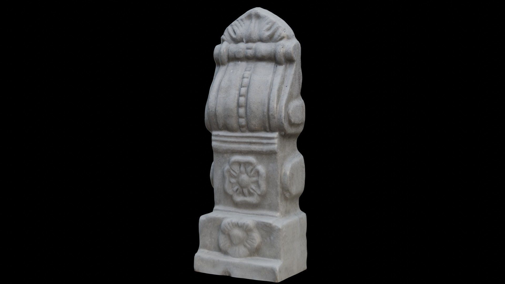 Concrete Pillar Ornament Scan Low-poly 3D model_1