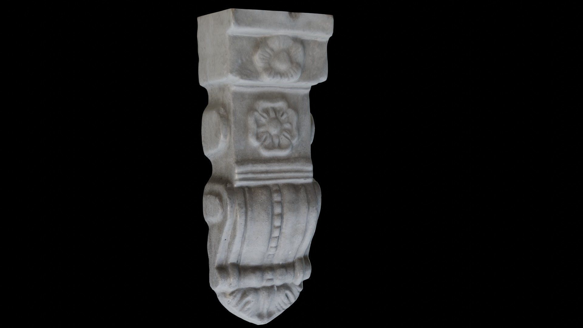Concrete Pillar Ornament Scan Low-poly 3D model_5