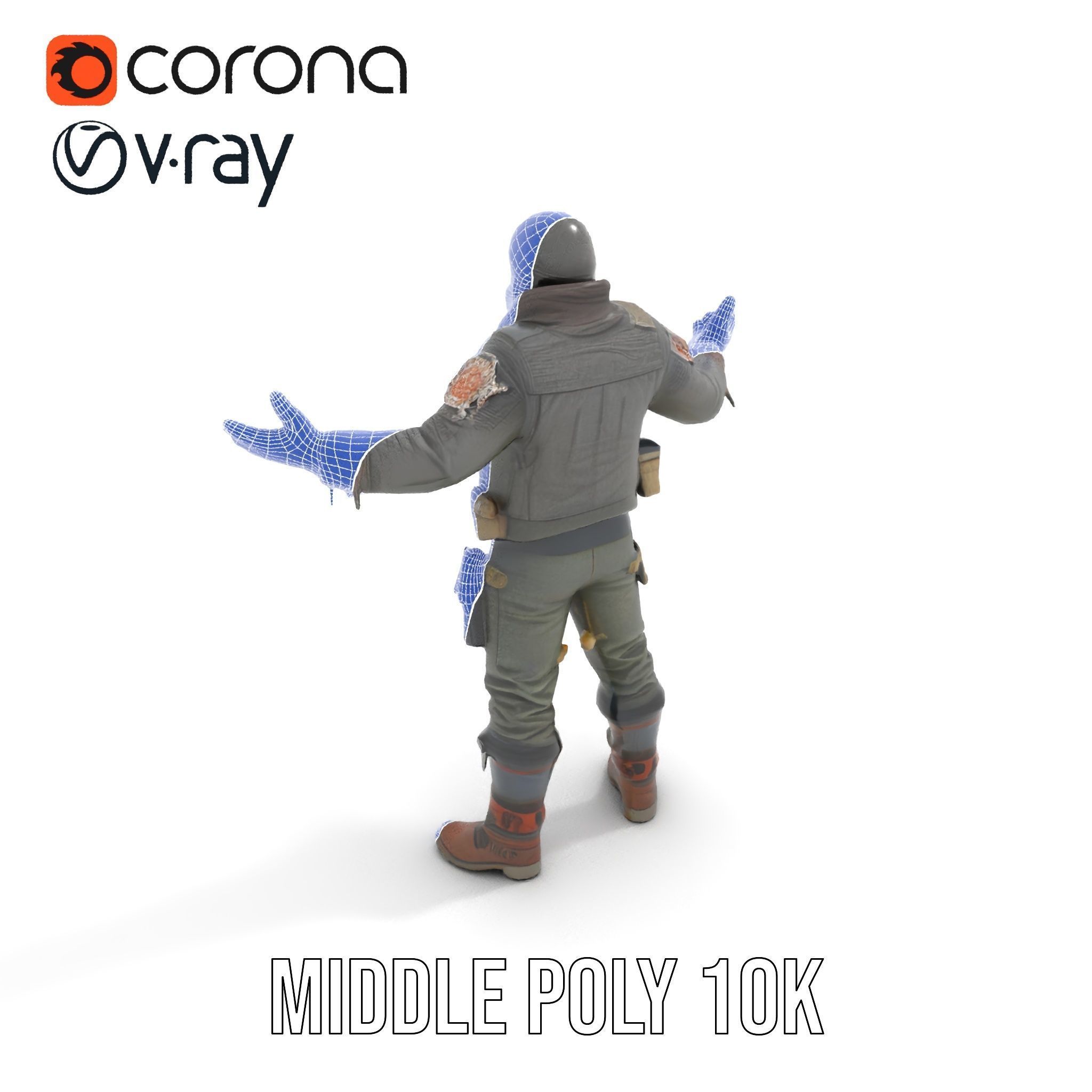 Masked Tactical Operative  Rigged and Animated Low-poly 3D model_12