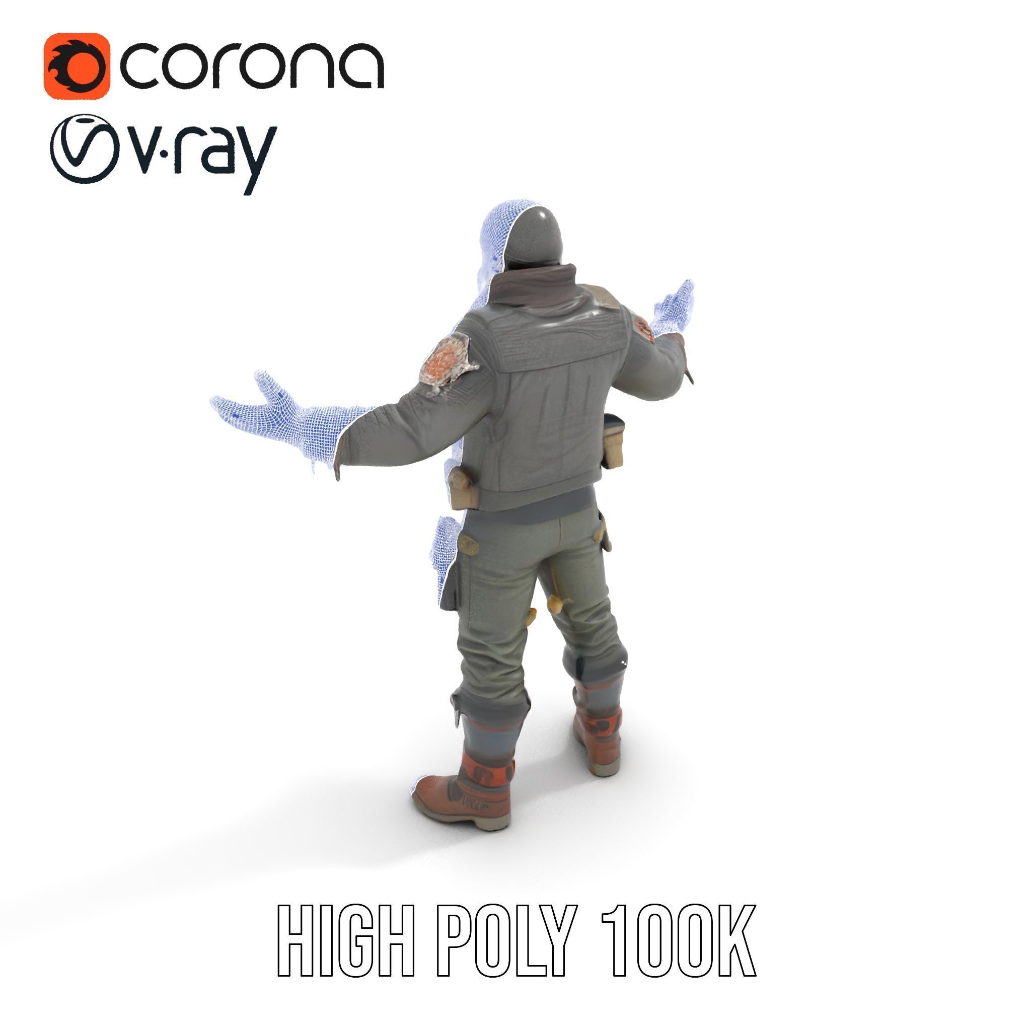 Masked Tactical Operative  Rigged and Animated Low-poly 3D model_22