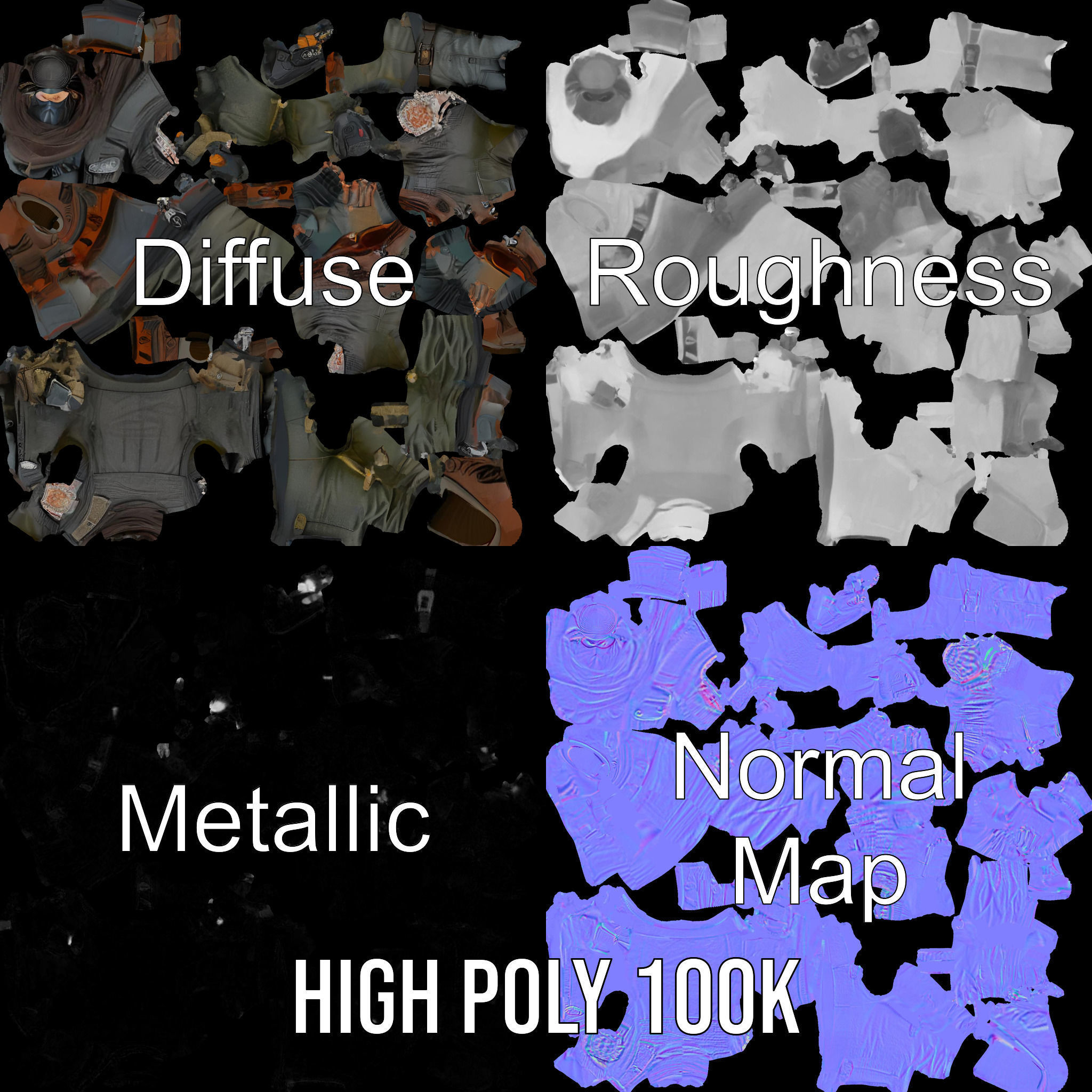 Masked Tactical Operative  Rigged and Animated Low-poly 3D model_3