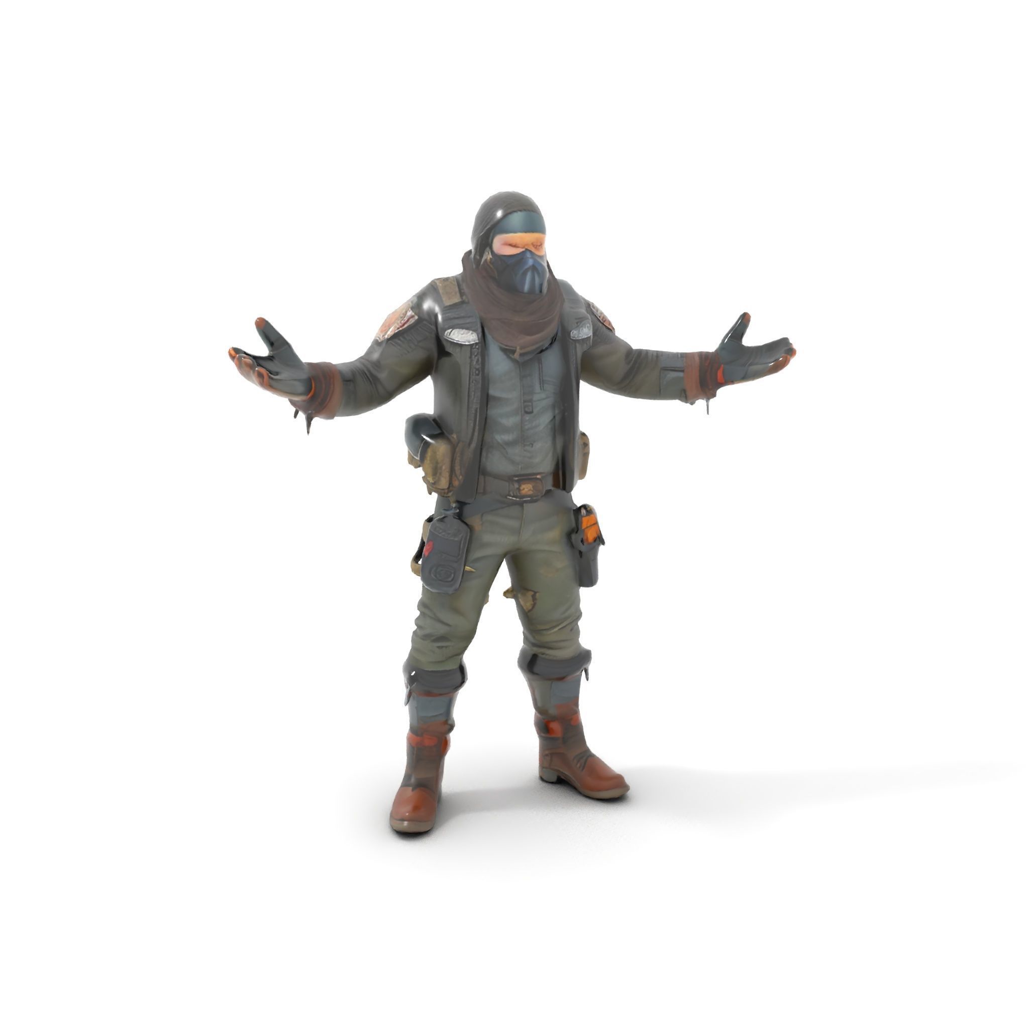 Masked Tactical Operative  Rigged and Animated Low-poly 3D model_9