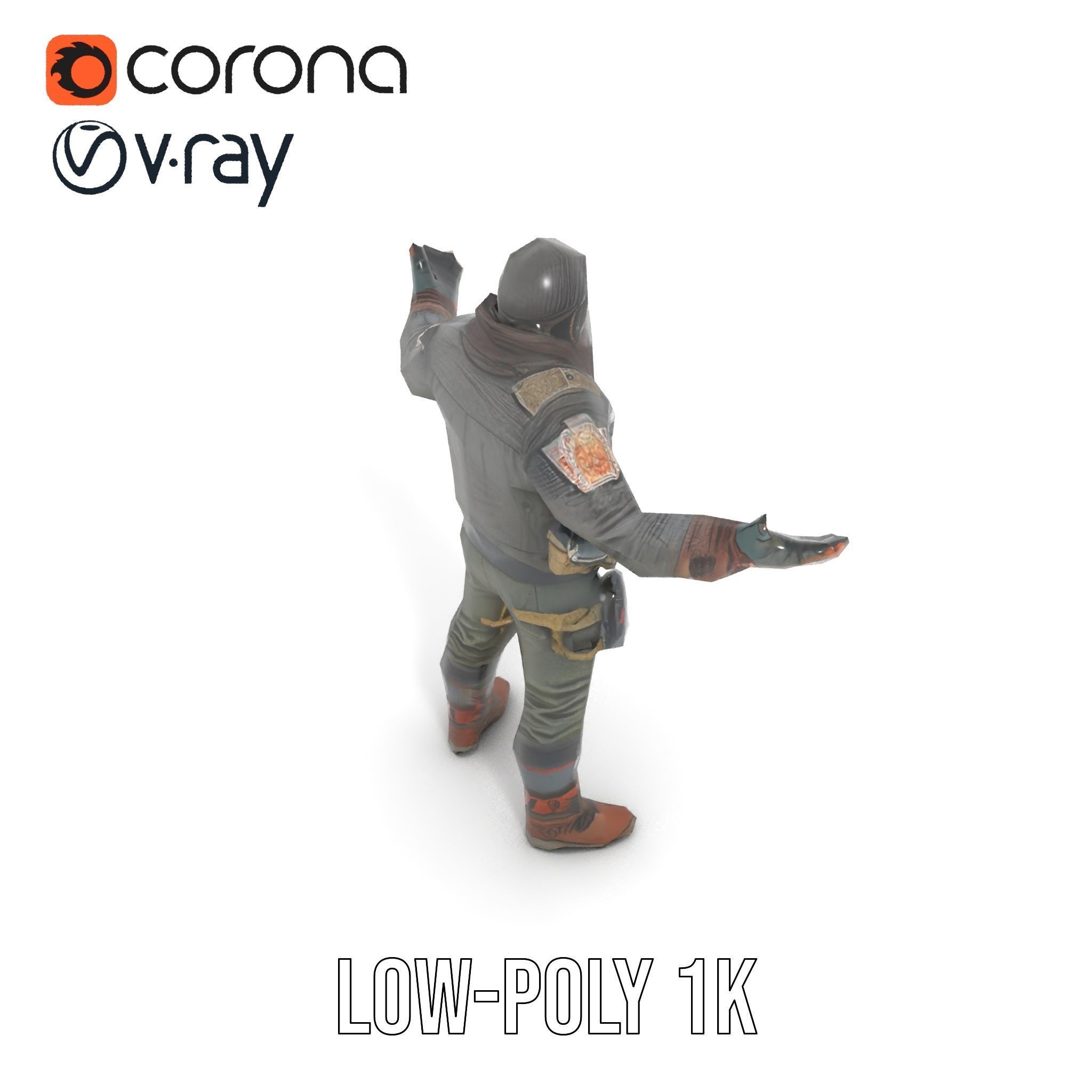 Masked Tactical Operative  Rigged and Animated Low-poly 3D model_18