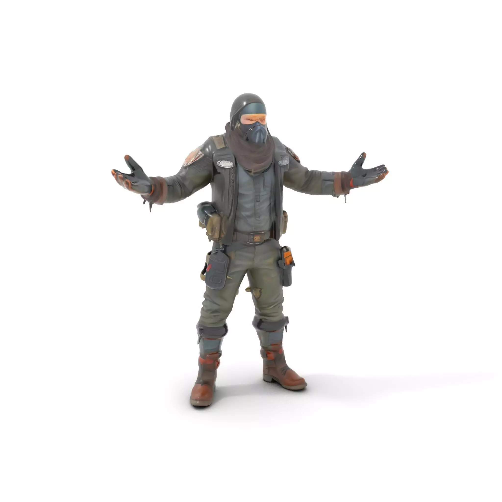 Masked Tactical Operative  Rigged and Animated Low-poly 3D model_0