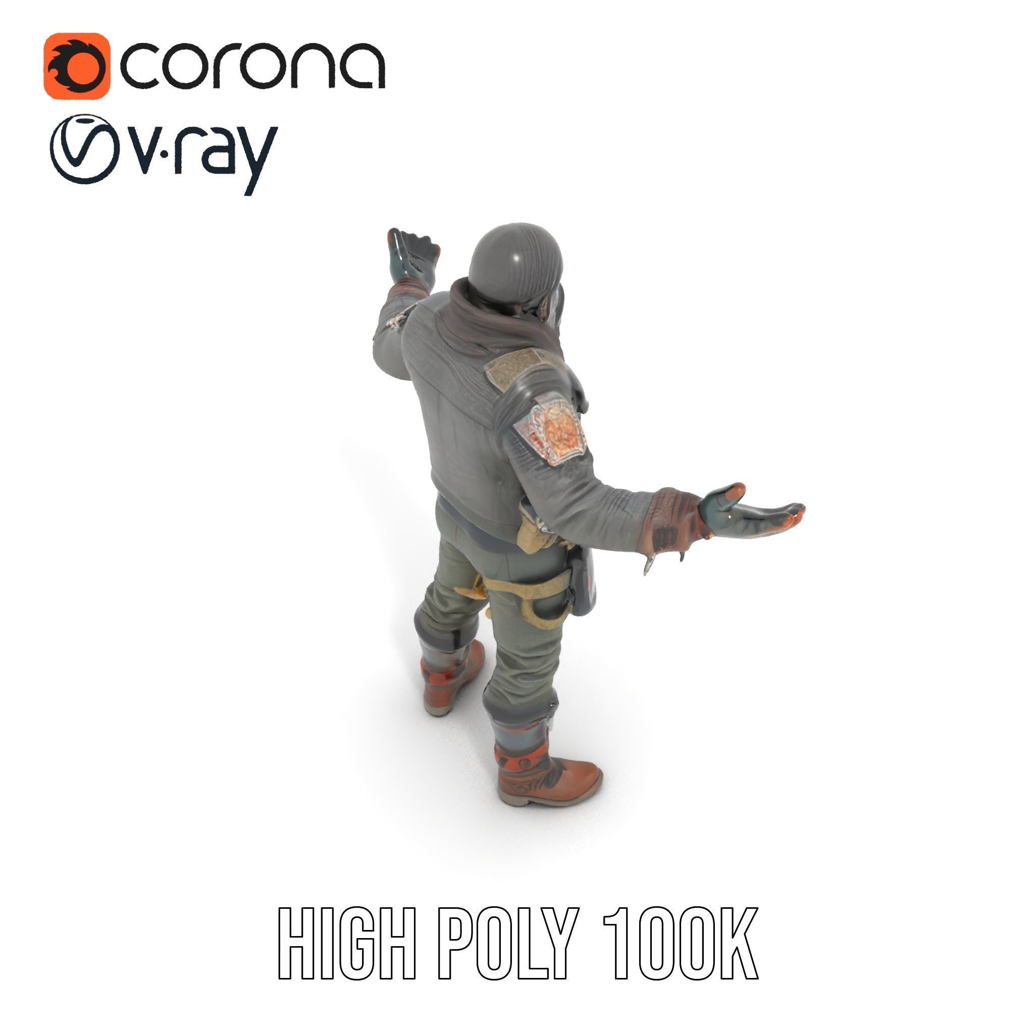 Masked Tactical Operative  Rigged and Animated Low-poly 3D model_19