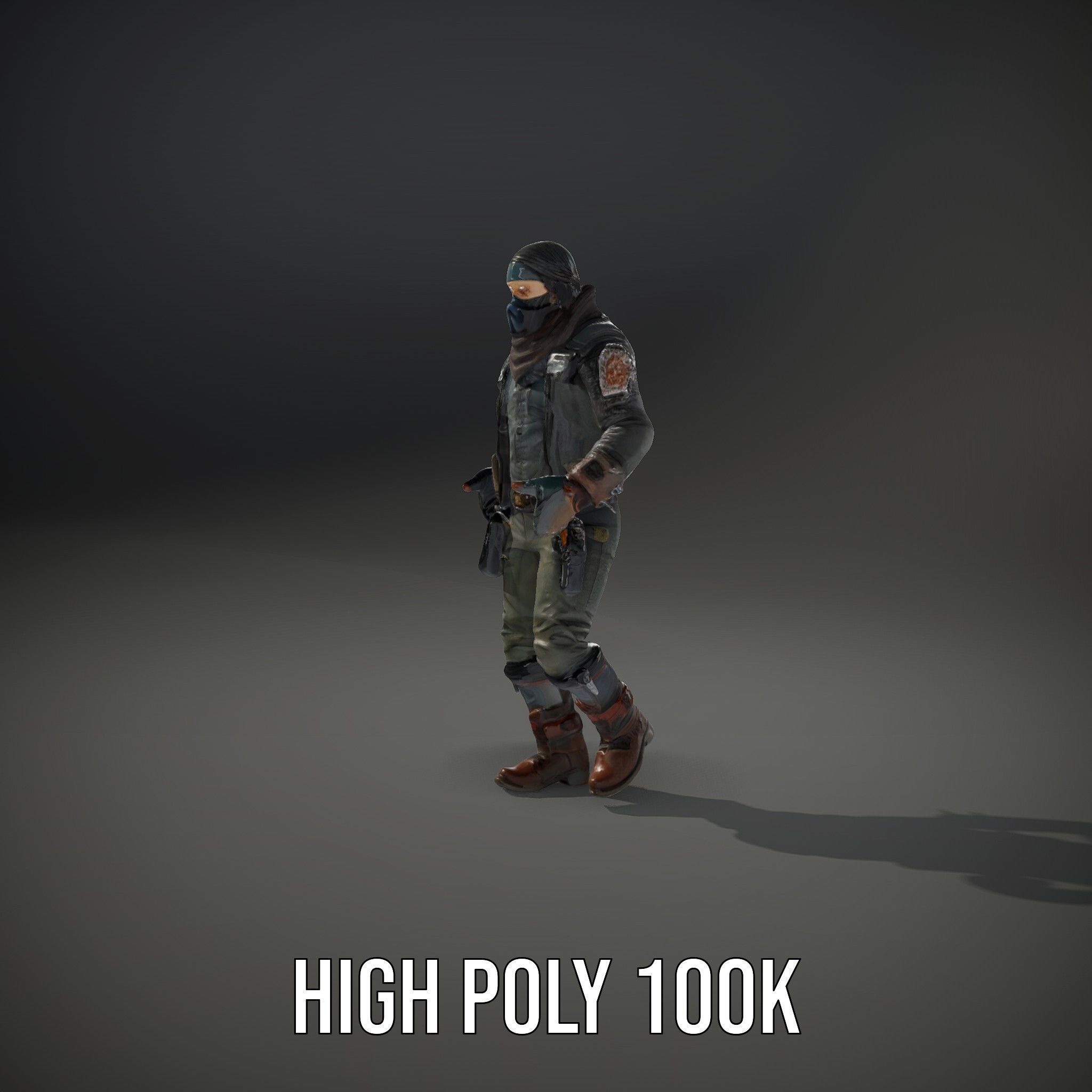 Masked Tactical Operative  Rigged and Animated Low-poly 3D model_31
