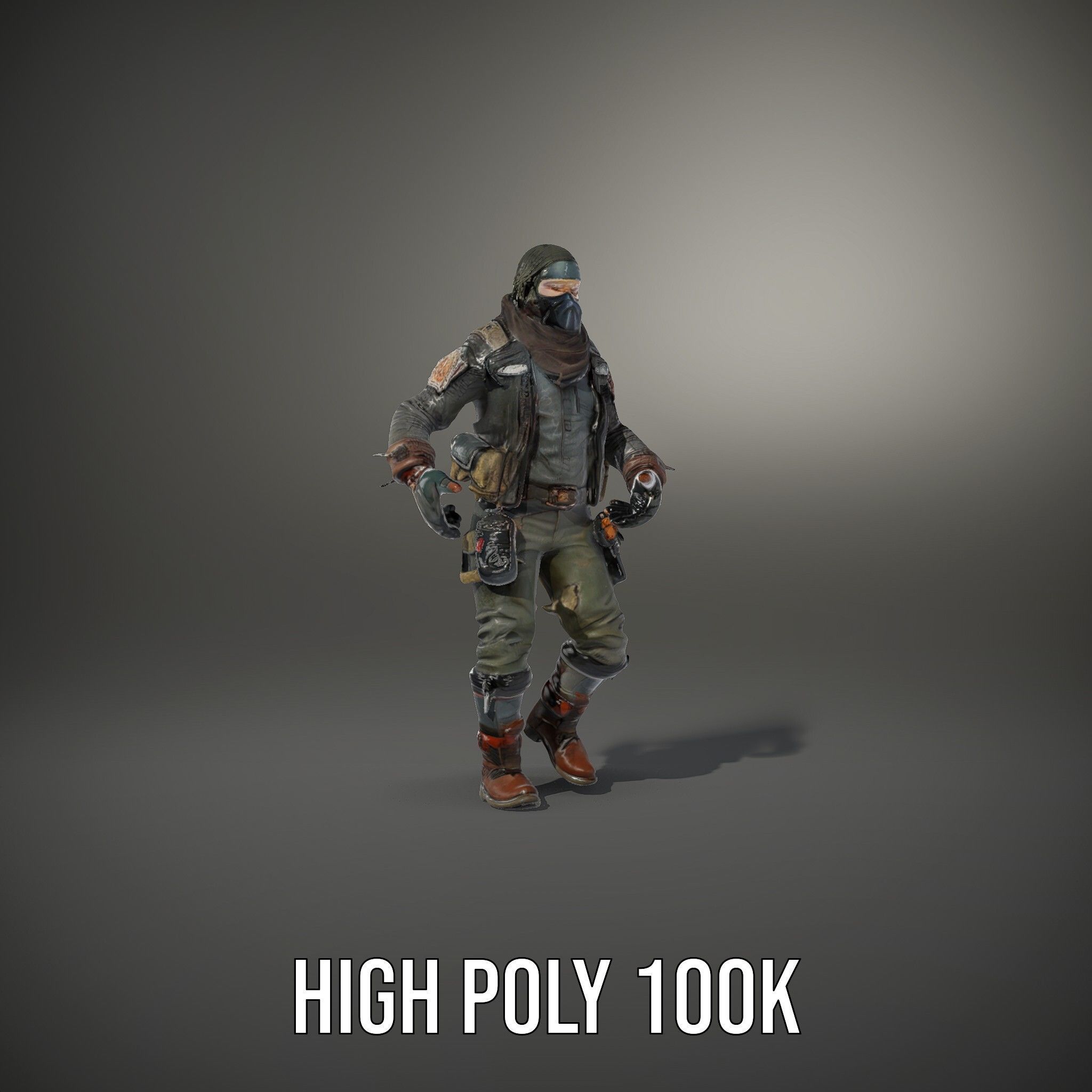 Masked Tactical Operative  Rigged and Animated Low-poly 3D model_25