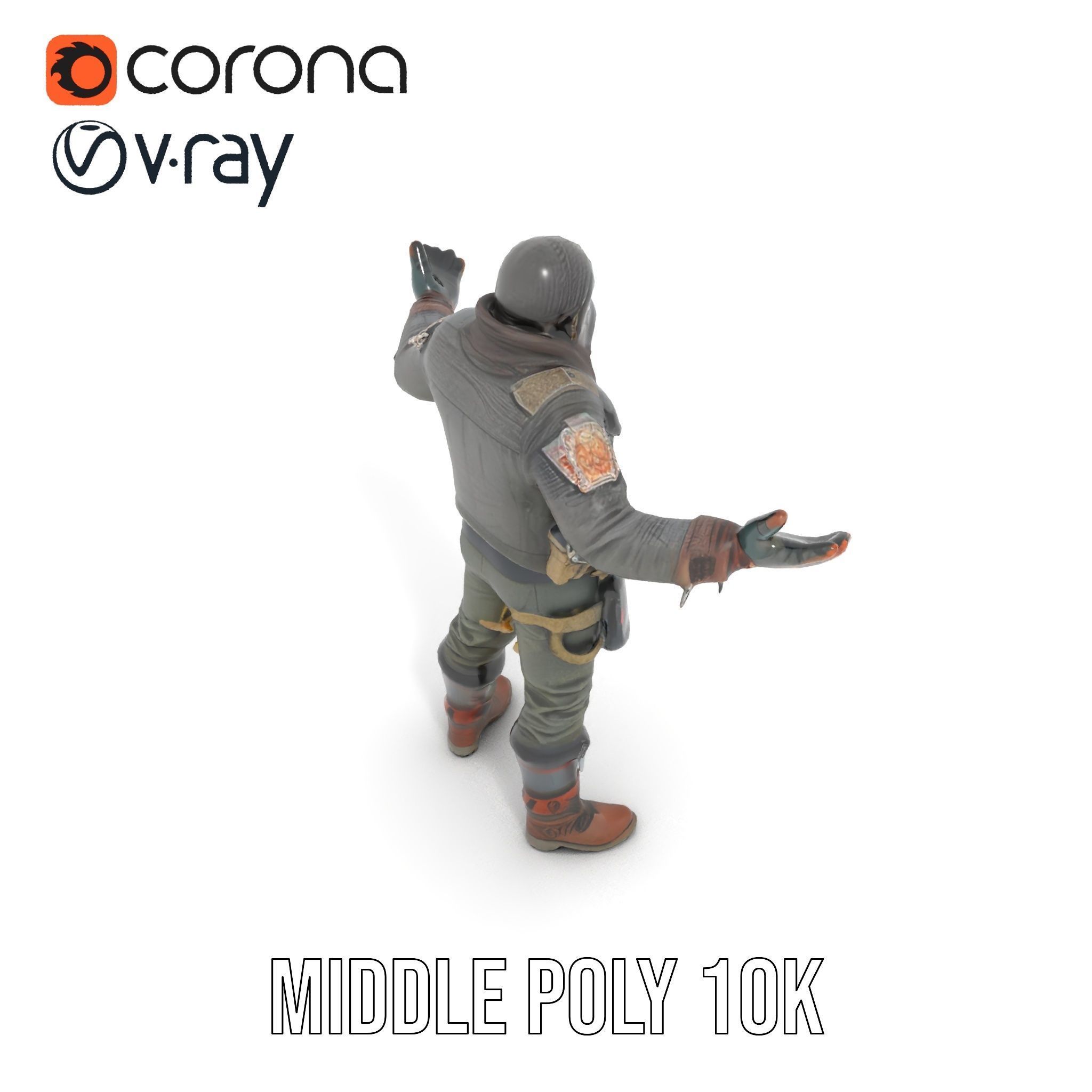 Masked Tactical Operative  Rigged and Animated Low-poly 3D model_17