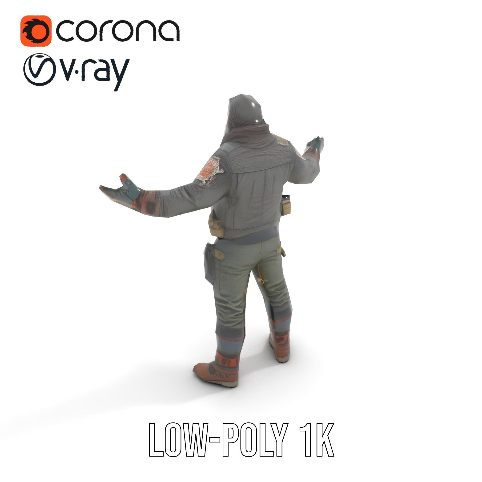 Masked Tactical Operative  Rigged and Animated Low-poly 3D model_7