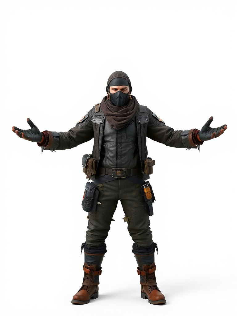 Masked Tactical Operative  Rigged and Animated Low-poly 3D model_2