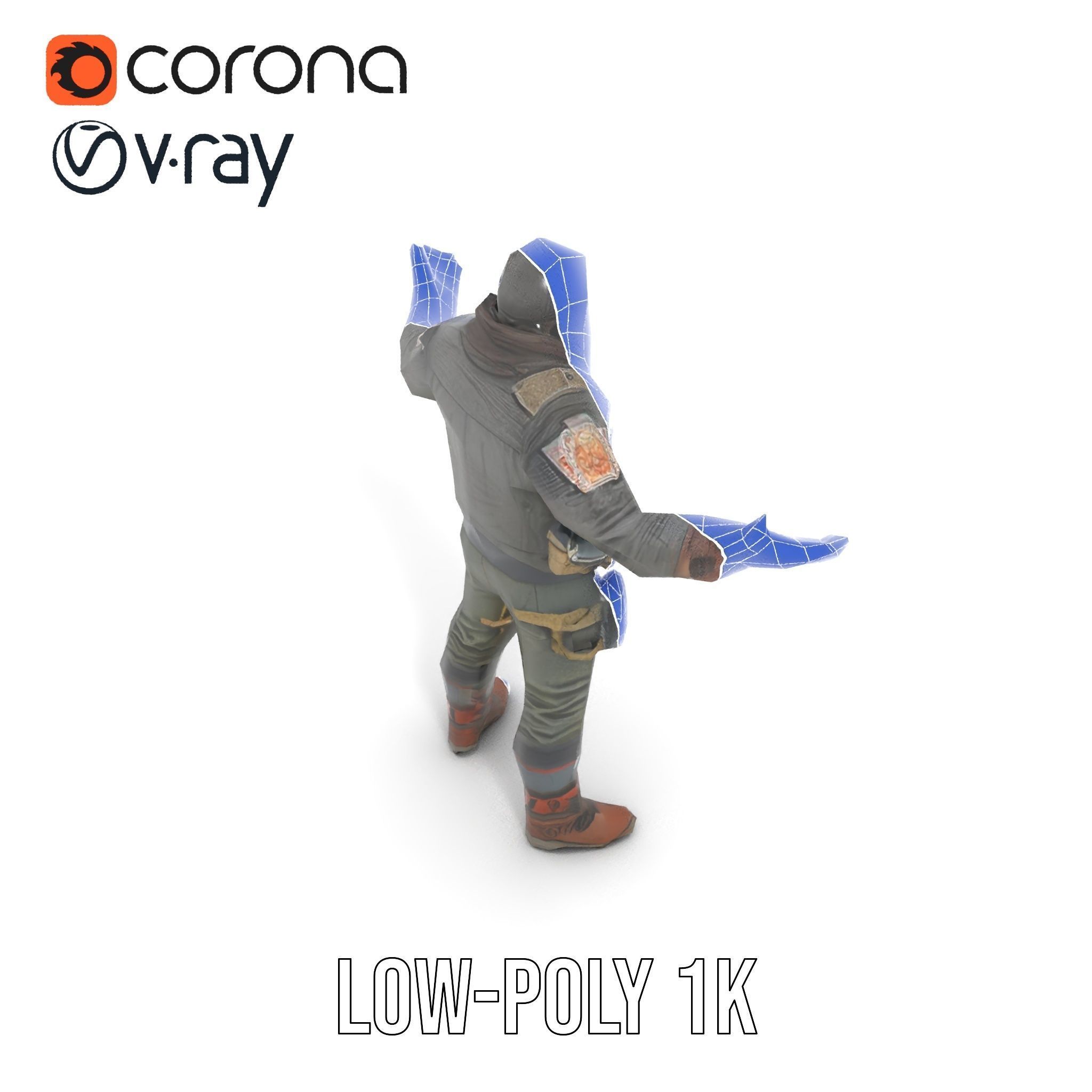 Masked Tactical Operative  Rigged and Animated Low-poly 3D model_27