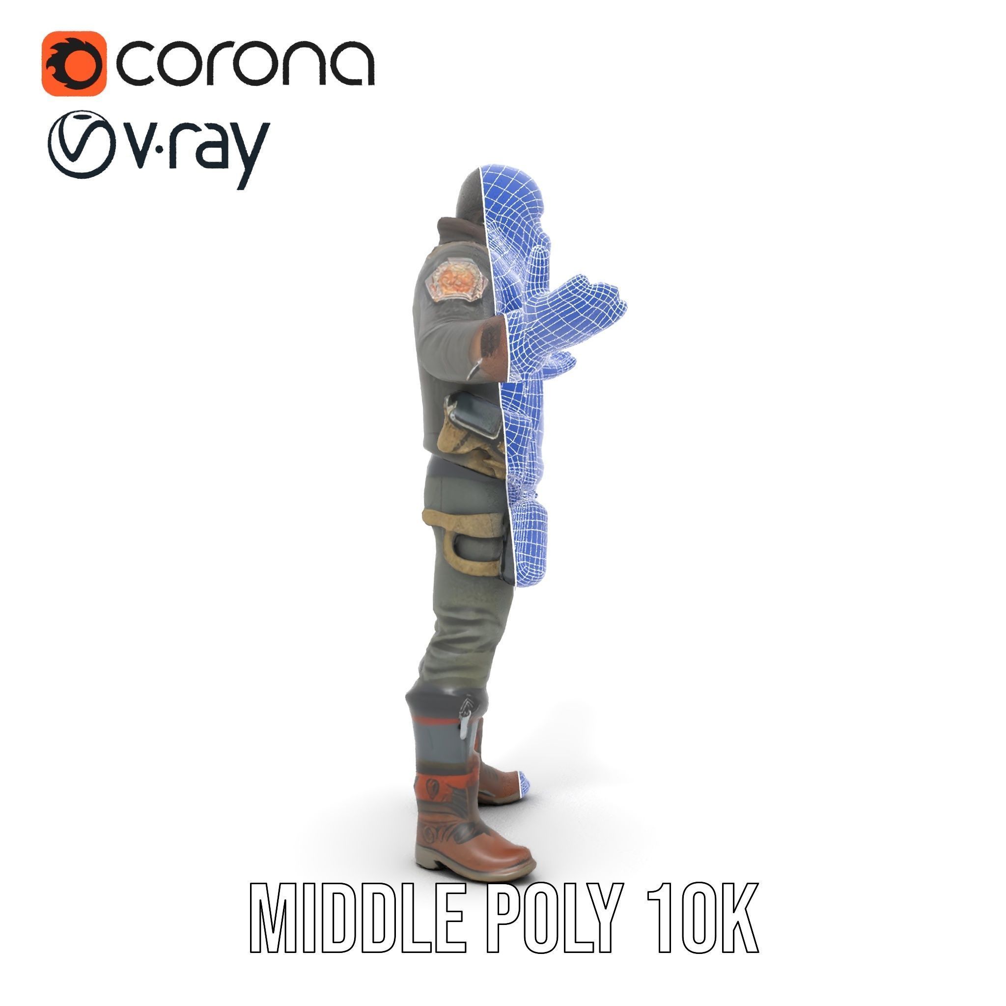 Masked Tactical Operative  Rigged and Animated Low-poly 3D model_34