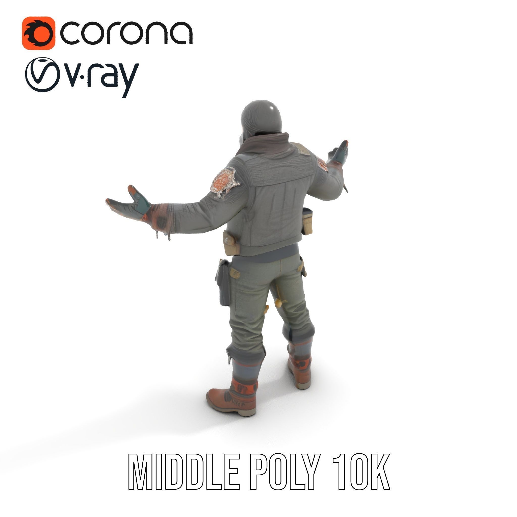 Masked Tactical Operative  Rigged and Animated Low-poly 3D model_20