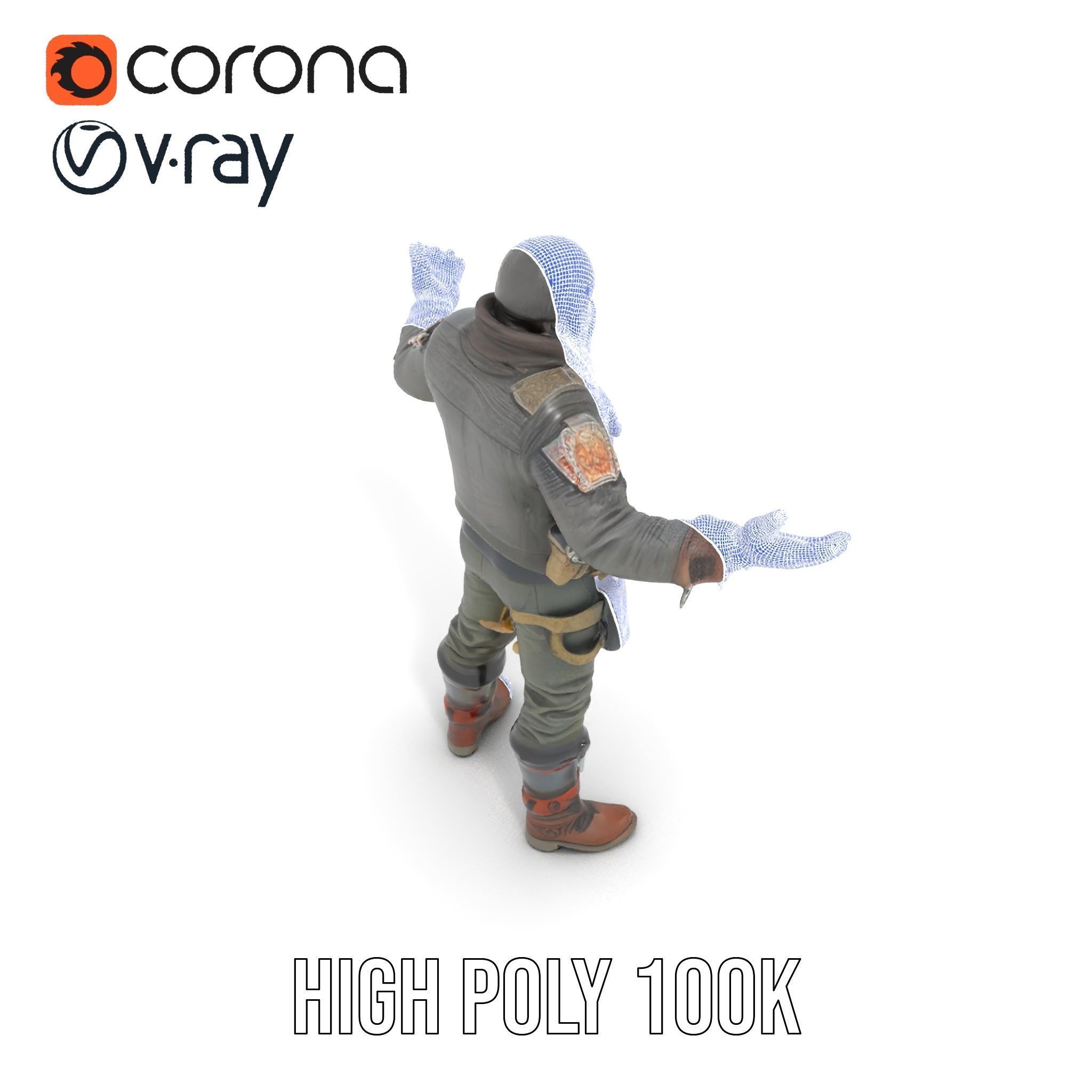 Masked Tactical Operative  Rigged and Animated Low-poly 3D model_33