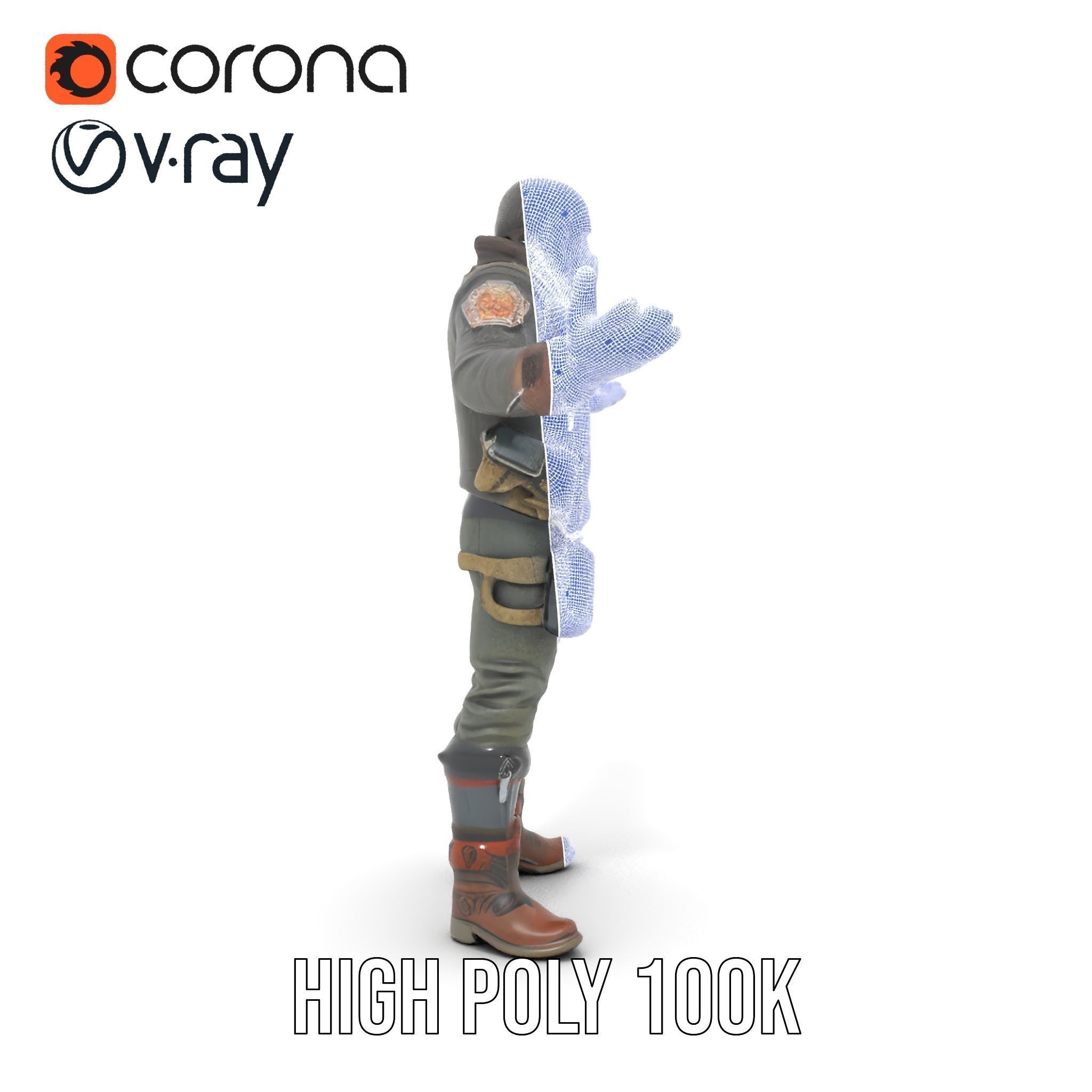 Masked Tactical Operative  Rigged and Animated Low-poly 3D model_35