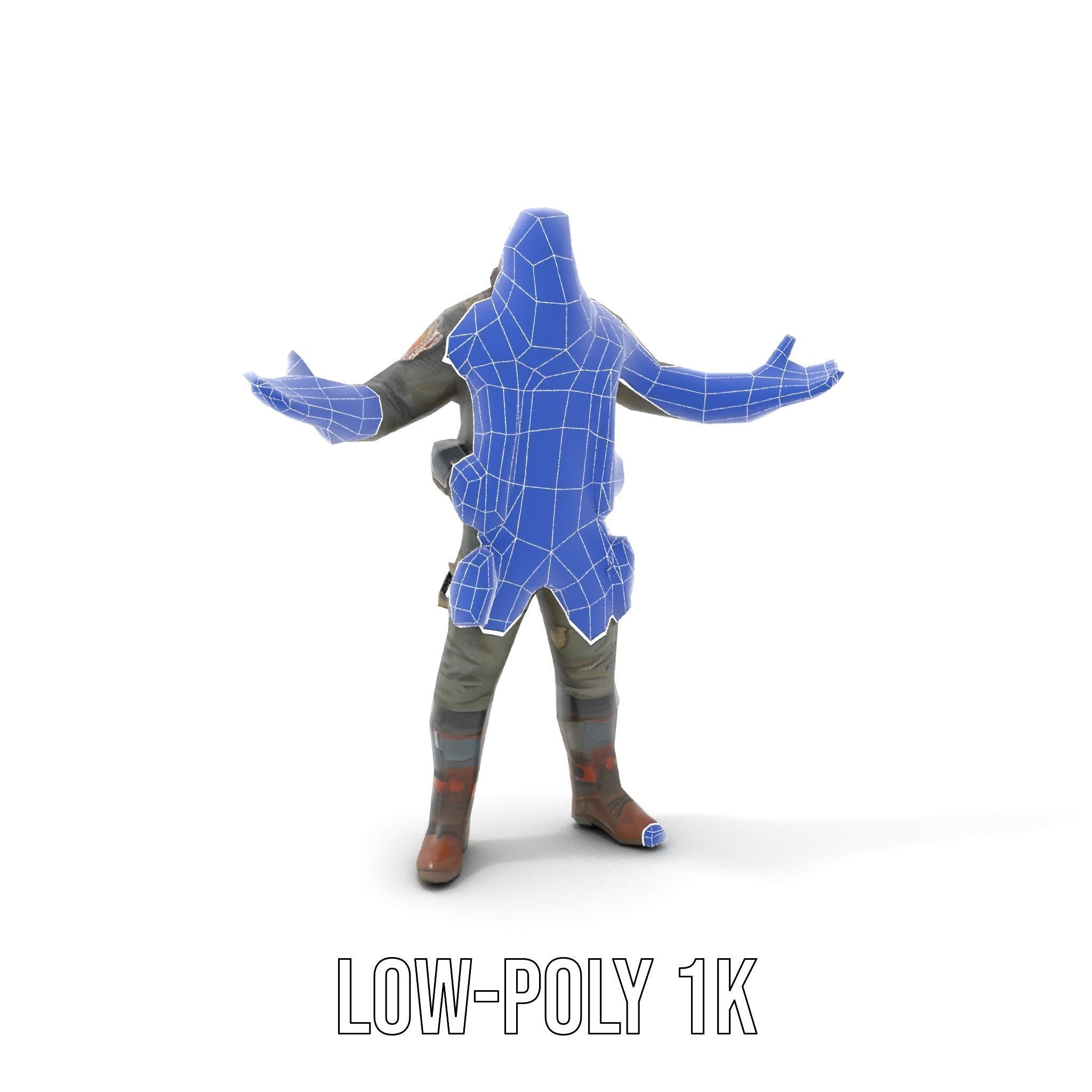 Masked Tactical Operative  Rigged and Animated Low-poly 3D model_13