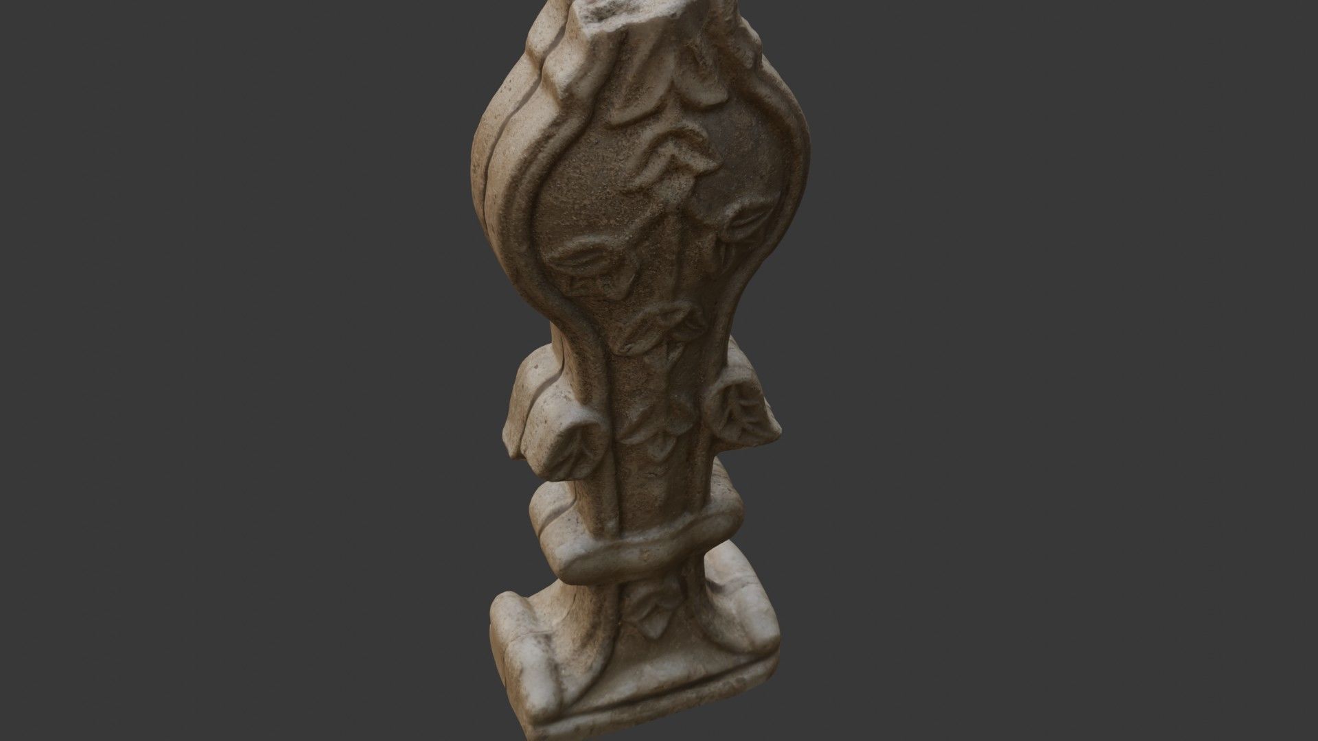 Decorative Stone Baluster Scan Low-poly 3D model_6