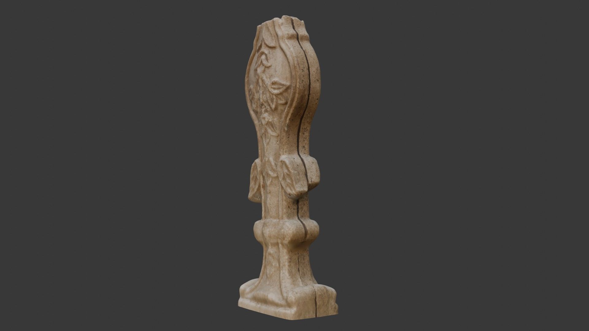 Decorative Stone Baluster Scan Low-poly 3D model_3