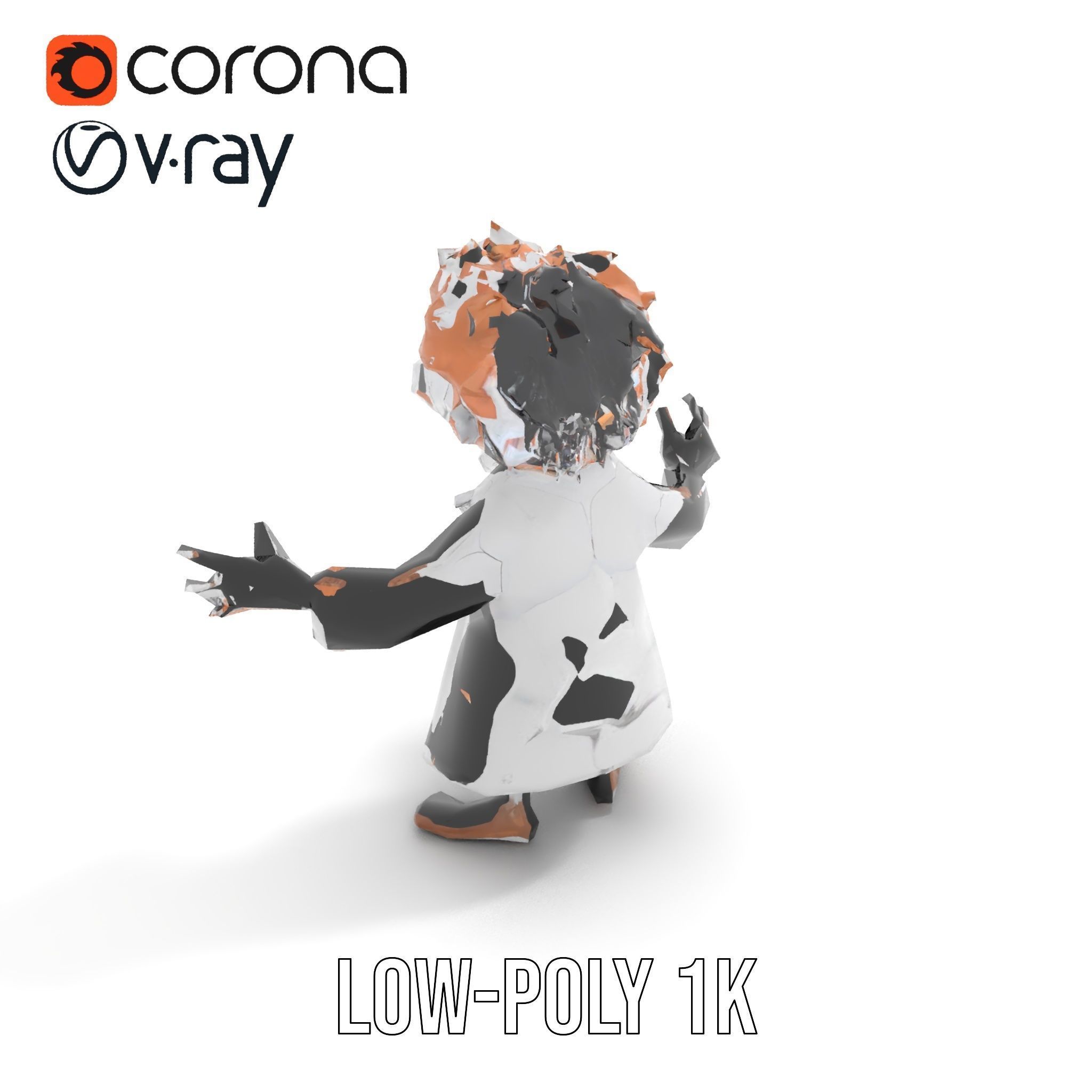 D Female Character in Metallic Bodysuit Rigged and Animated Low-poly 3D model_7