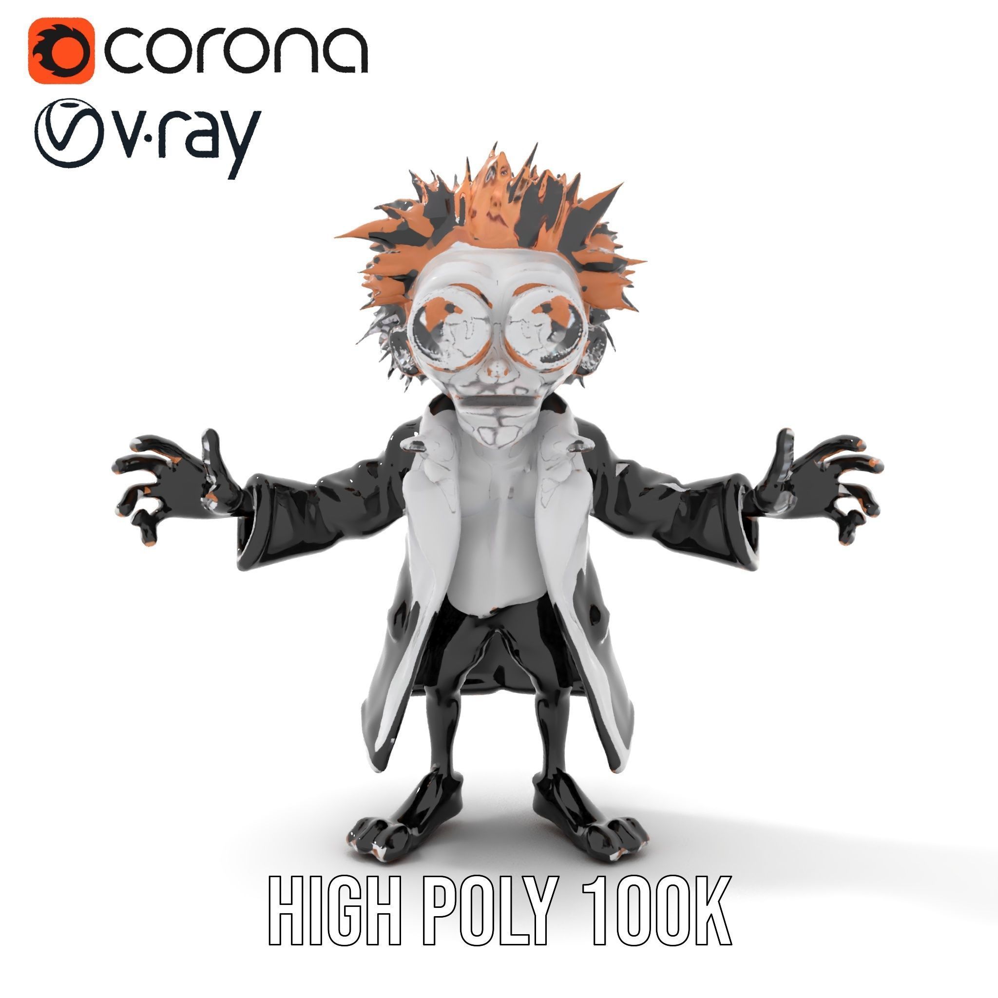 D Female Character in Metallic Bodysuit Rigged and Animated Low-poly 3D model_31