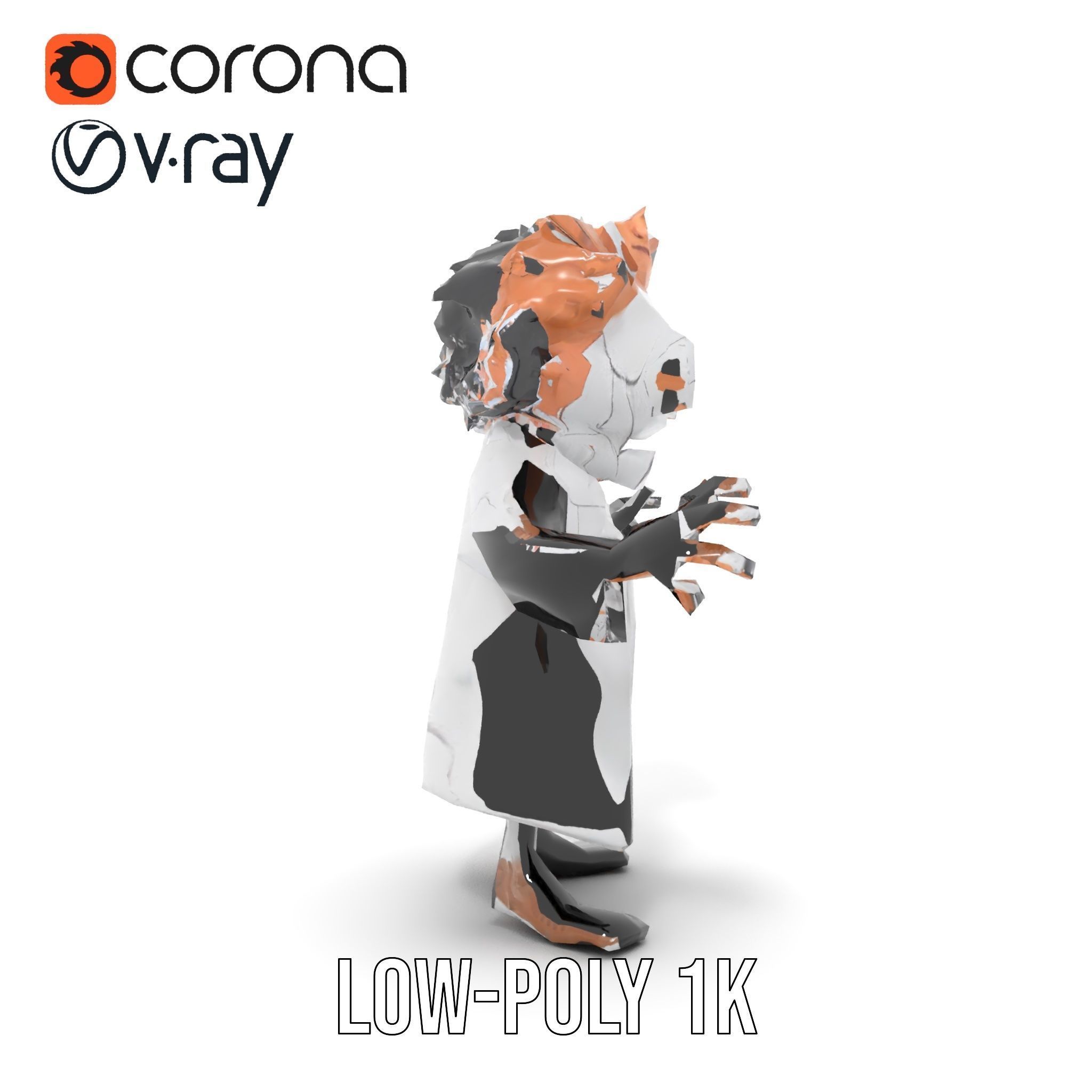 D Female Character in Metallic Bodysuit Rigged and Animated Low-poly 3D model_12