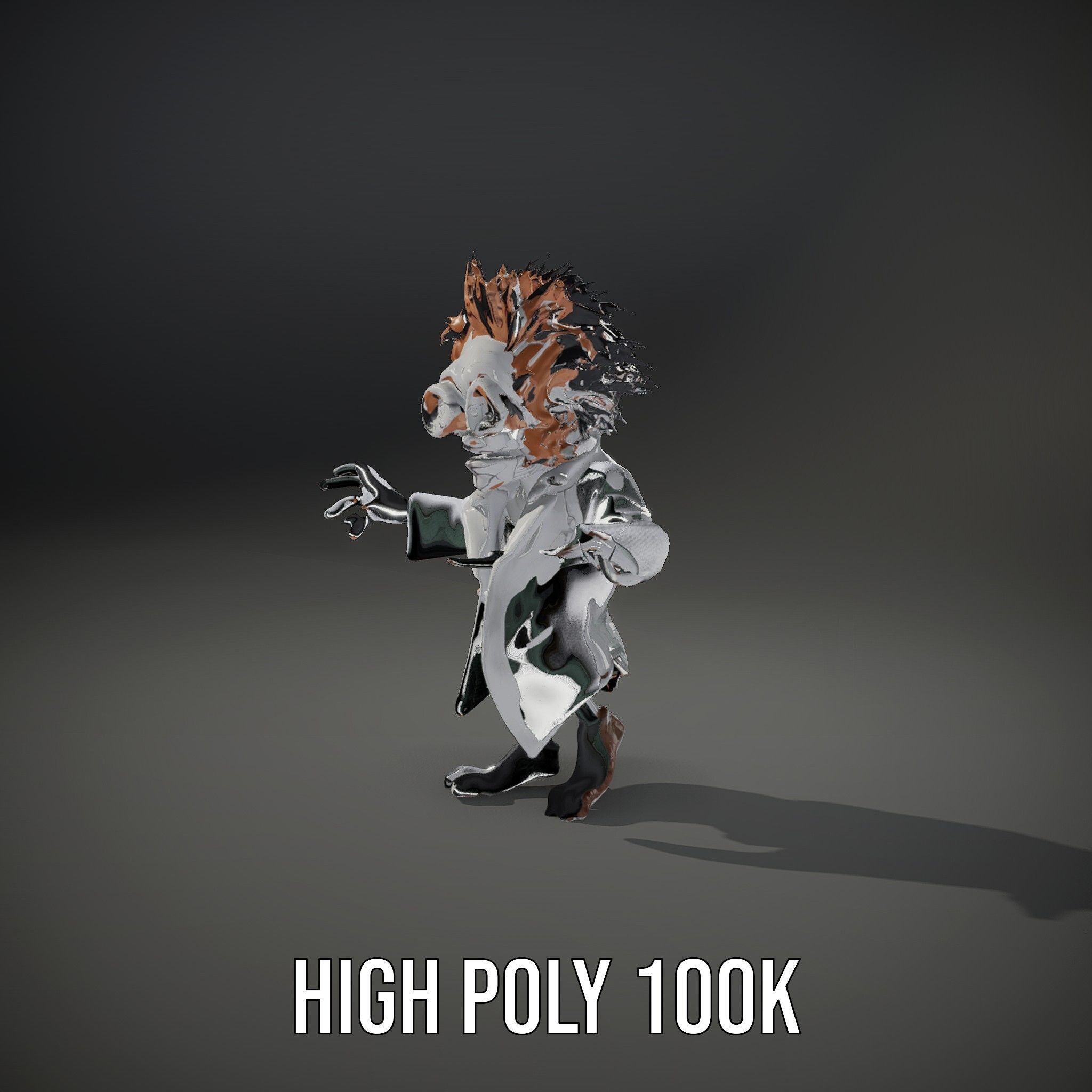 D Female Character in Metallic Bodysuit Rigged and Animated Low-poly 3D model_10