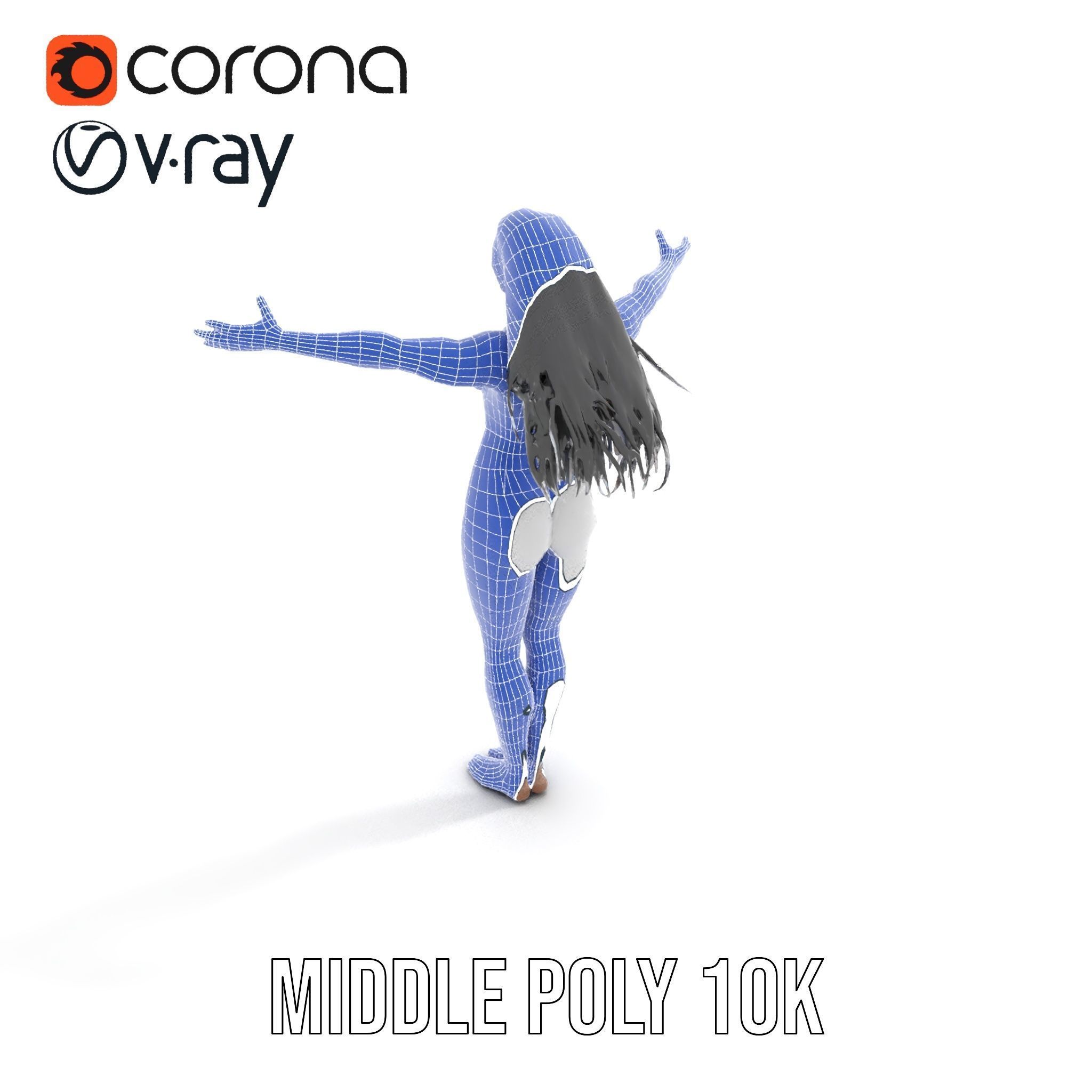 D Female Character in Metallic Bodysuit Rigged and Animated Low-poly 3D model_18