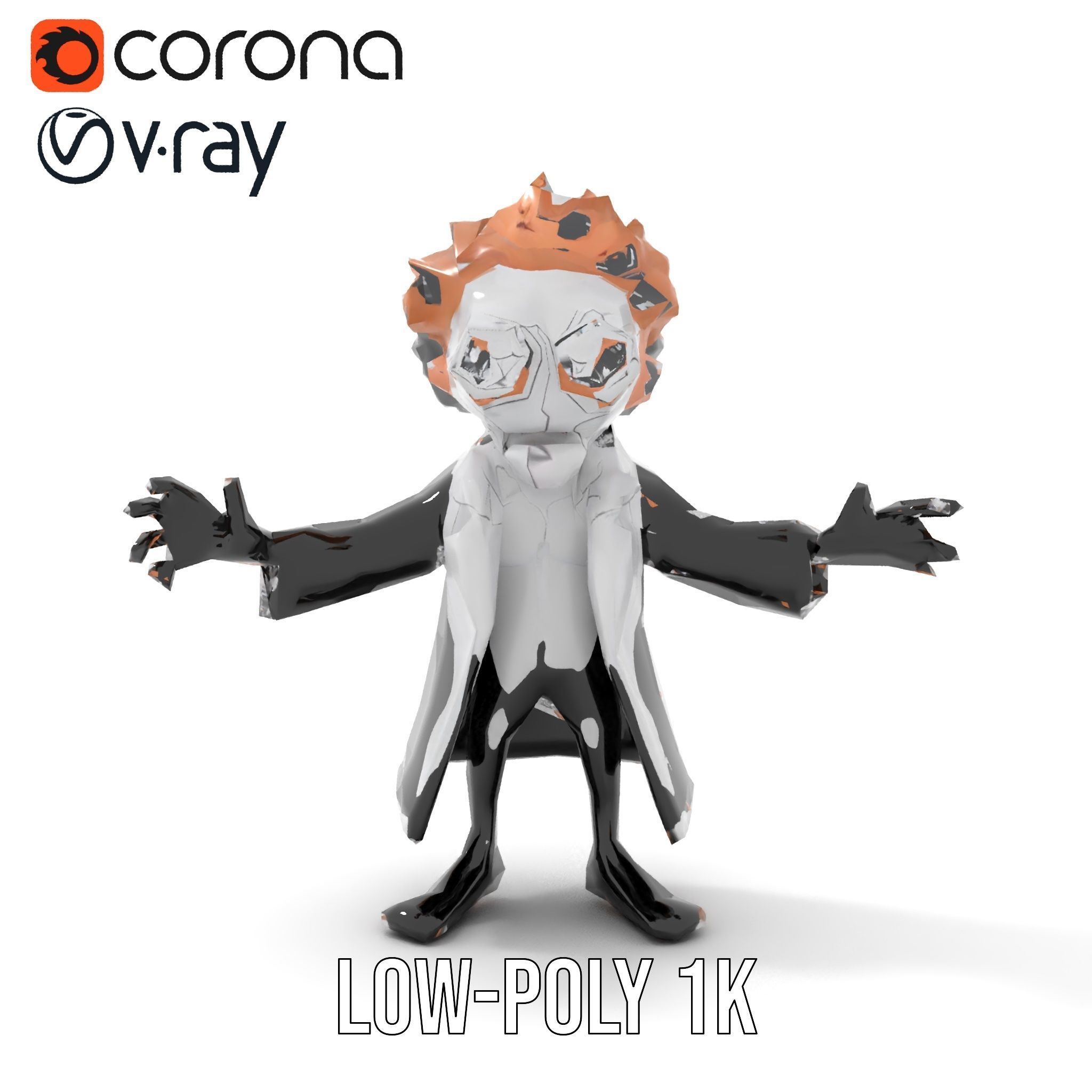 D Female Character in Metallic Bodysuit Rigged and Animated Low-poly 3D model_16