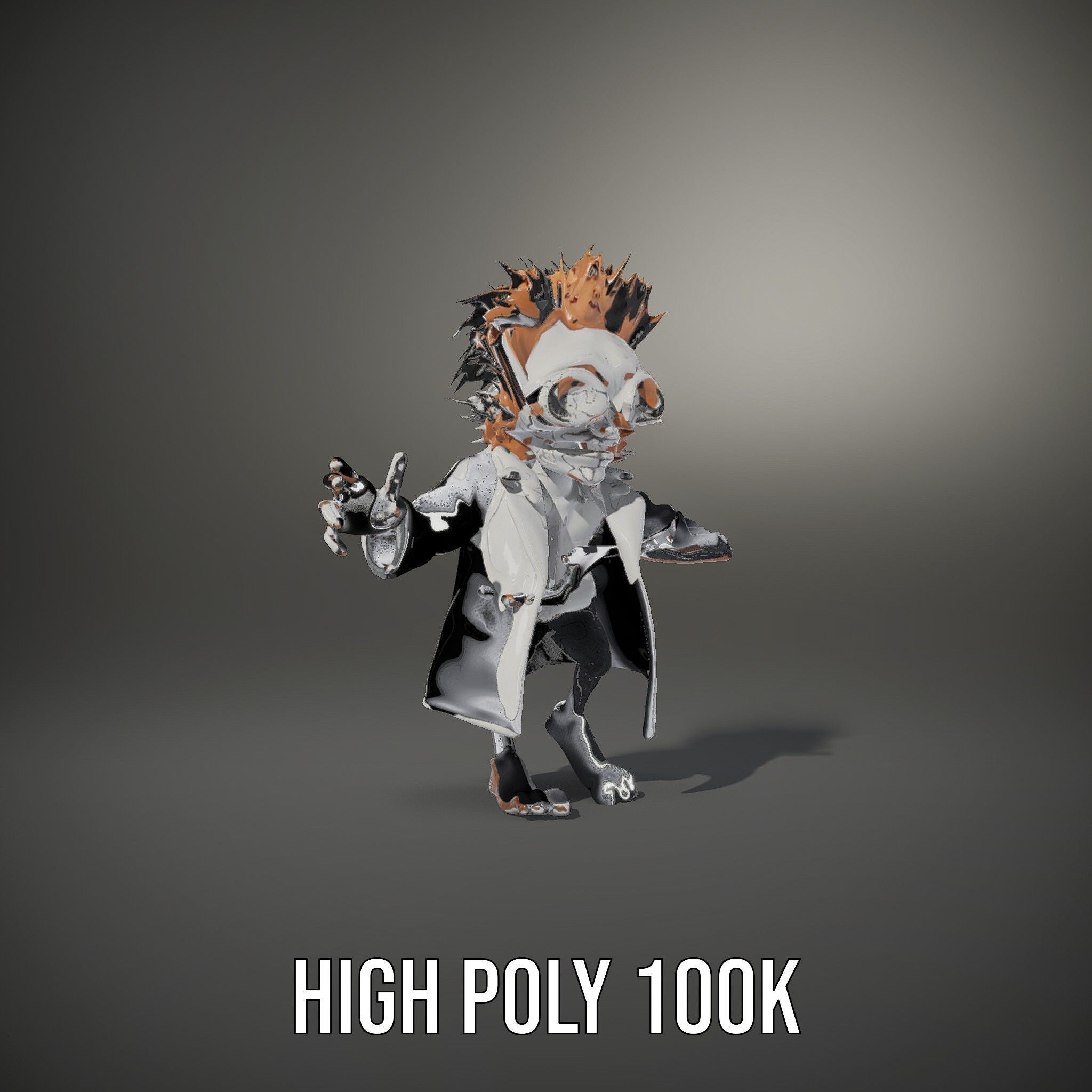 D Female Character in Metallic Bodysuit Rigged and Animated Low-poly 3D model_8