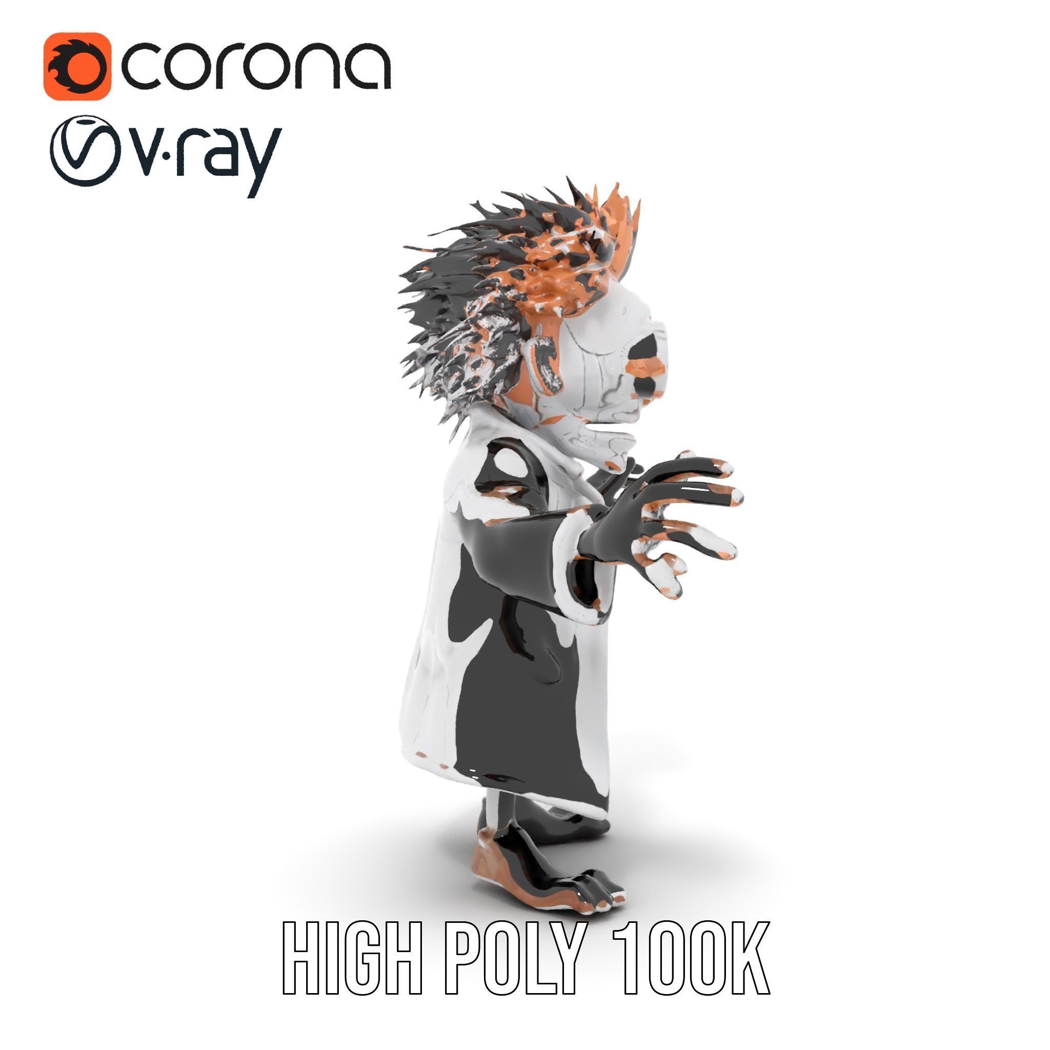 D Female Character in Metallic Bodysuit Rigged and Animated Low-poly 3D model_17