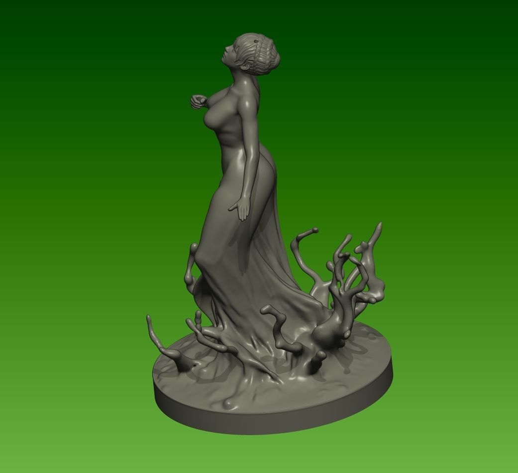 Girl in rain 3D print model_7