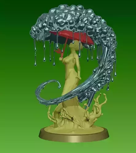 Girl in rain 3D print model