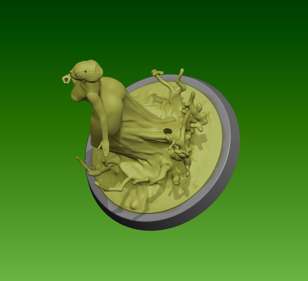 Girl in rain 3D print model_6