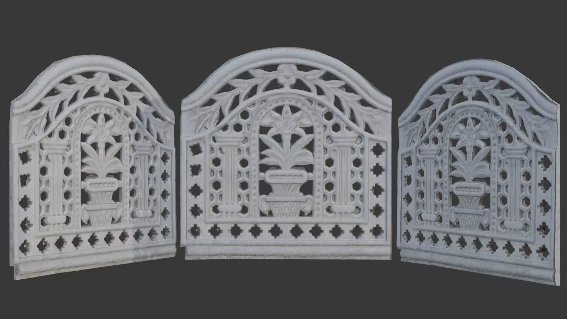 Decorative Concrete Fence Panel Scan Low-poly 3D model_0