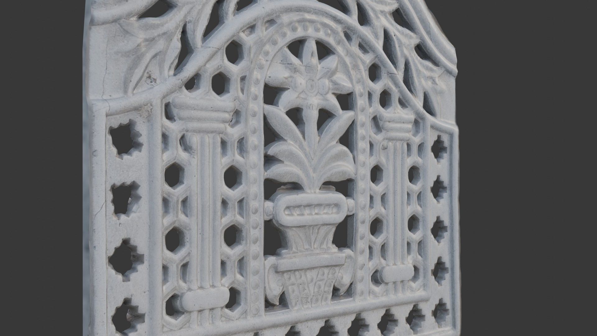 Decorative Concrete Fence Panel Scan Low-poly 3D model_6