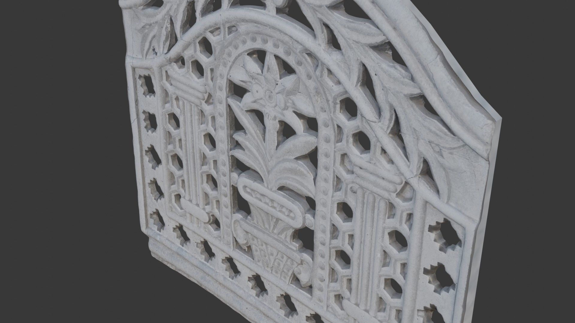 Decorative Concrete Fence Panel Scan Low-poly 3D model_7