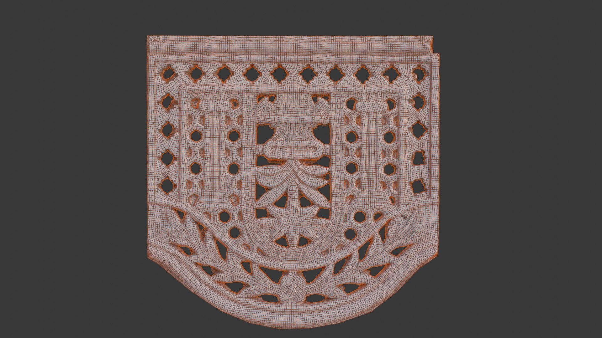 Decorative Concrete Fence Panel Scan Low-poly 3D model_4
