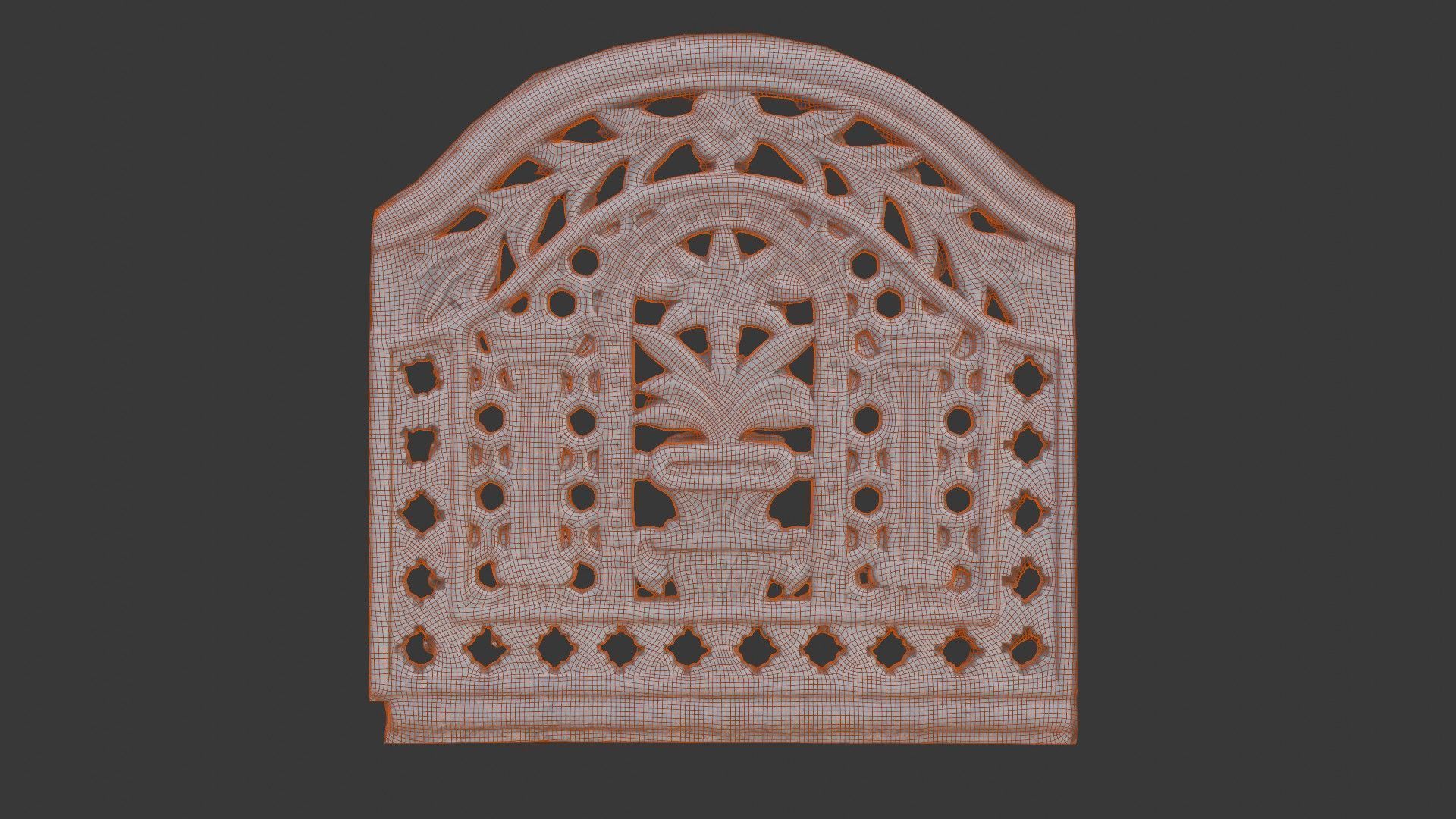 Decorative Concrete Fence Panel Scan Low-poly 3D model_2