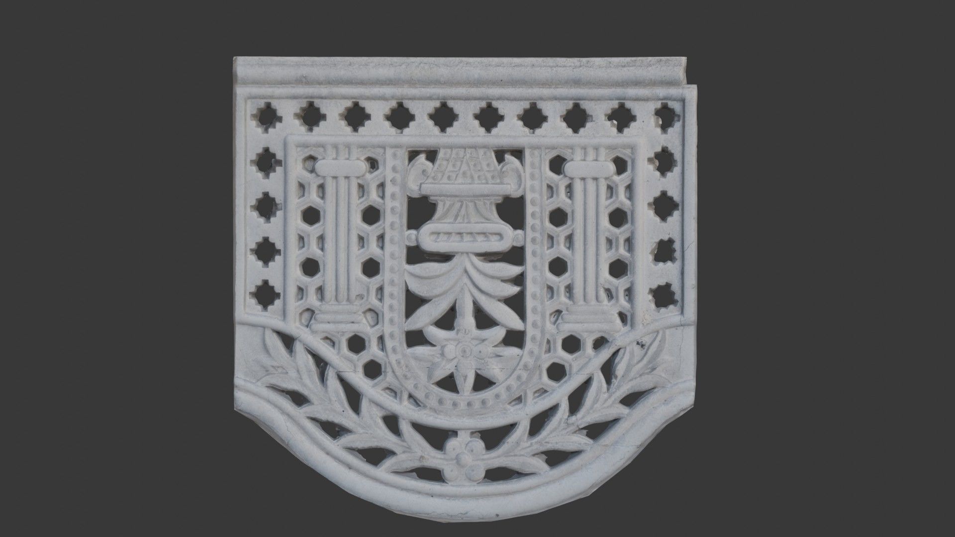 Decorative Concrete Fence Panel Scan Low-poly 3D model_3