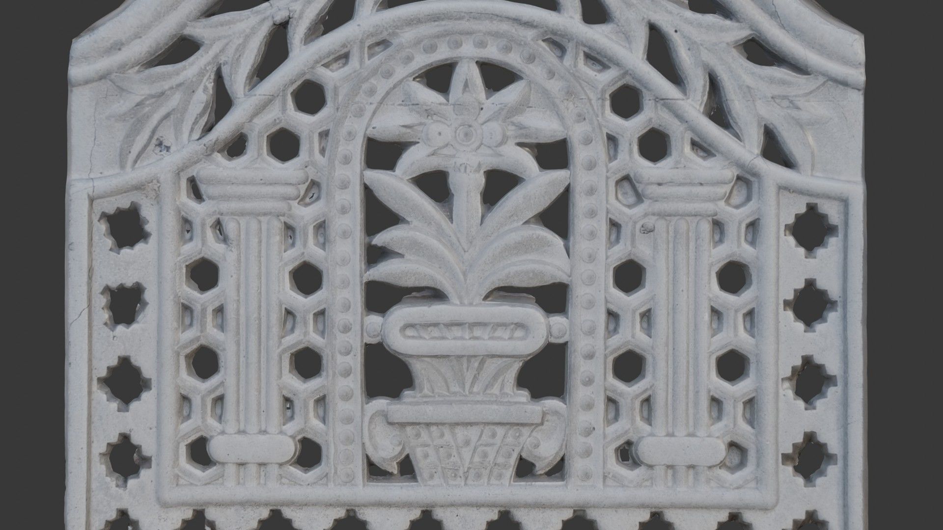 Decorative Concrete Fence Panel Scan Low-poly 3D model_5