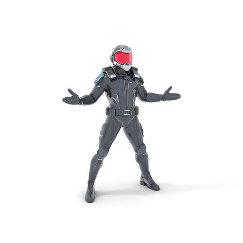 Futuristic SciFi Soldier Rigged and Animated Character Model Low-poly 3D model