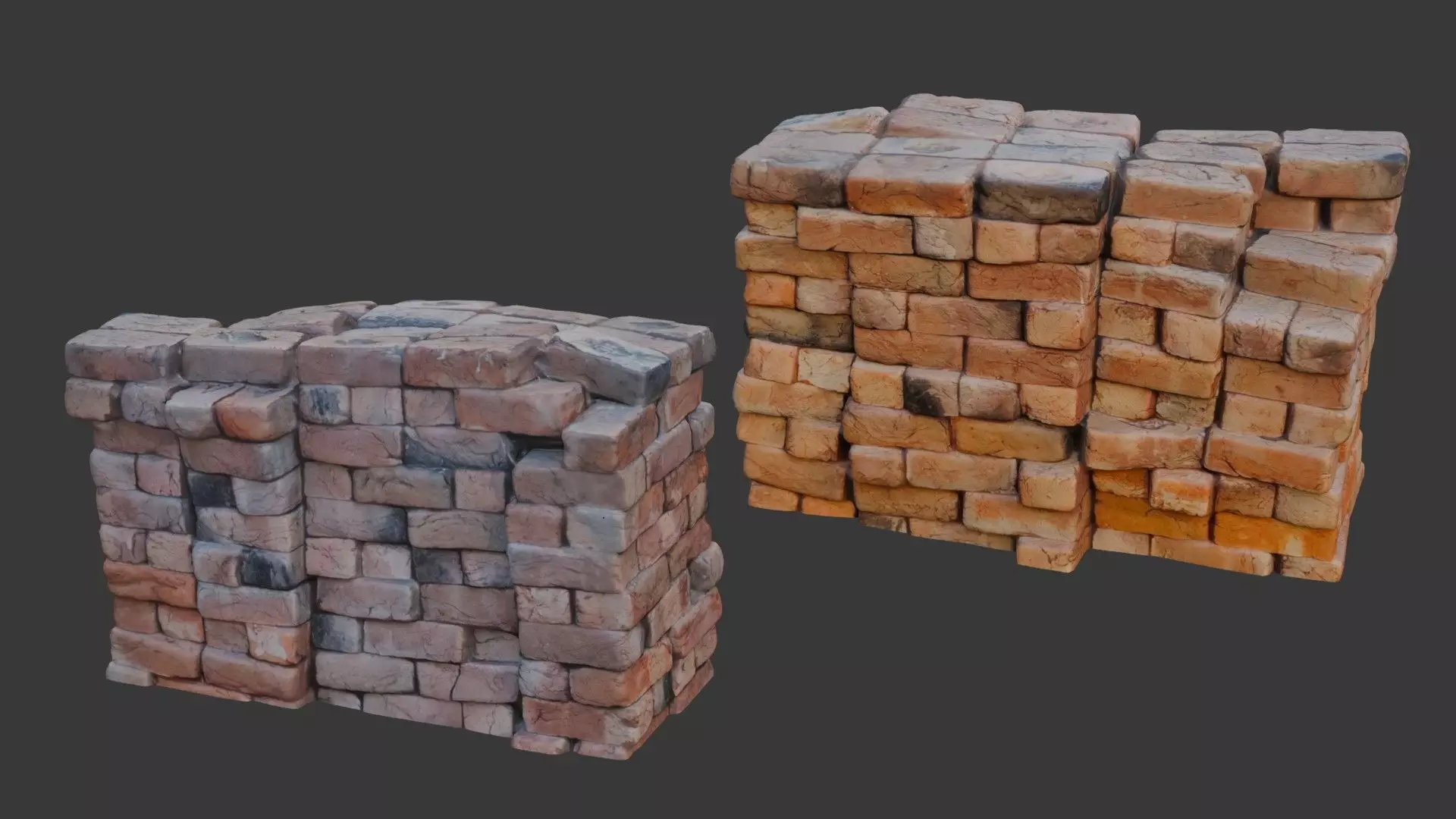 Stacked Red Bricks Scan Low-poly 3D model