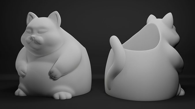 Fat Cat Pencil Holder - Chubby Cat Desk Organizer 3D print model