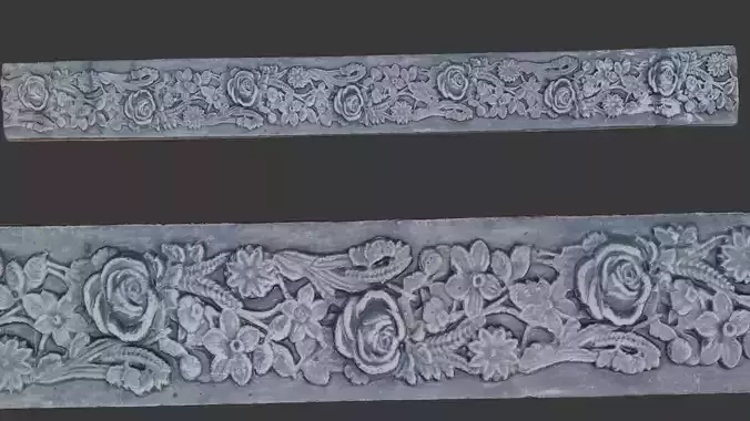  Floral Border Trim Scan Low-poly 3D model