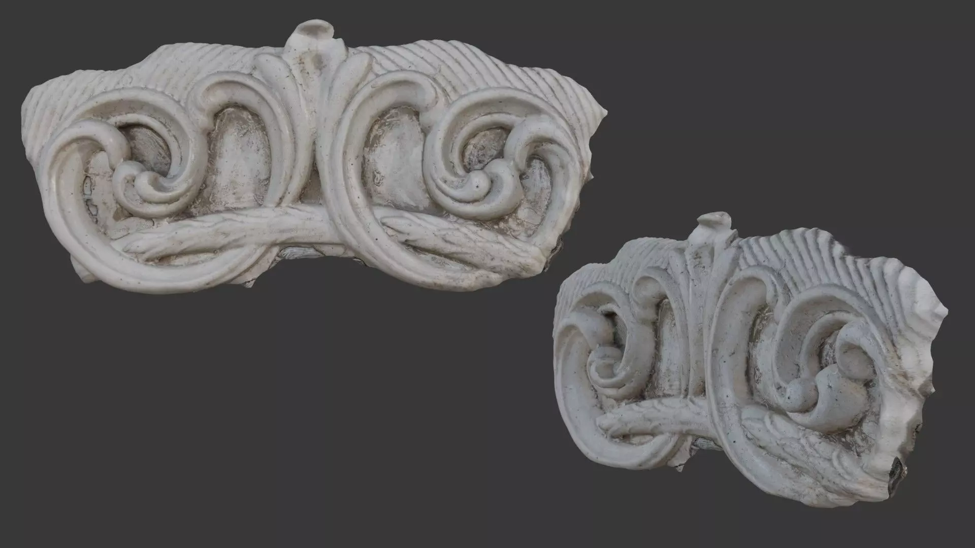 Baroque Scroll Ornament Scan Low-poly 3D model_0