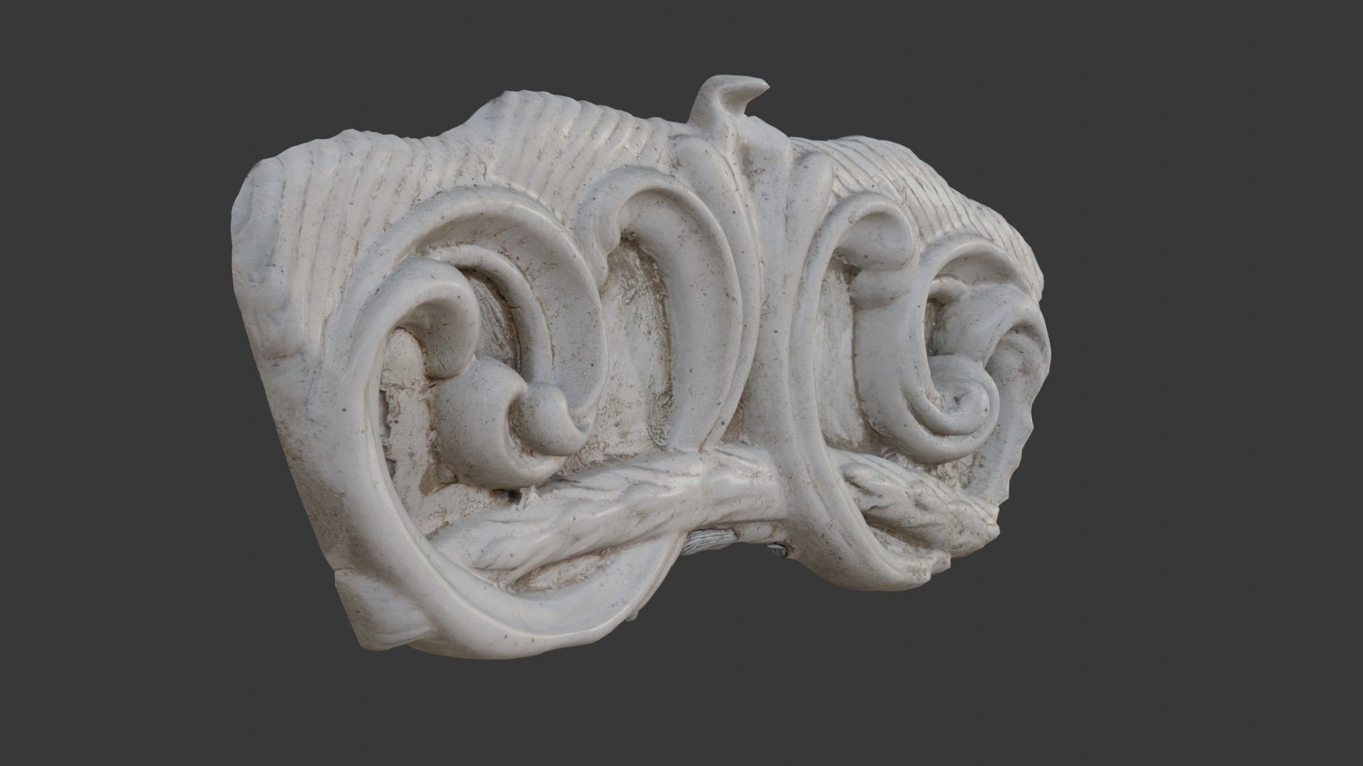Baroque Scroll Ornament Scan Low-poly 3D model_3