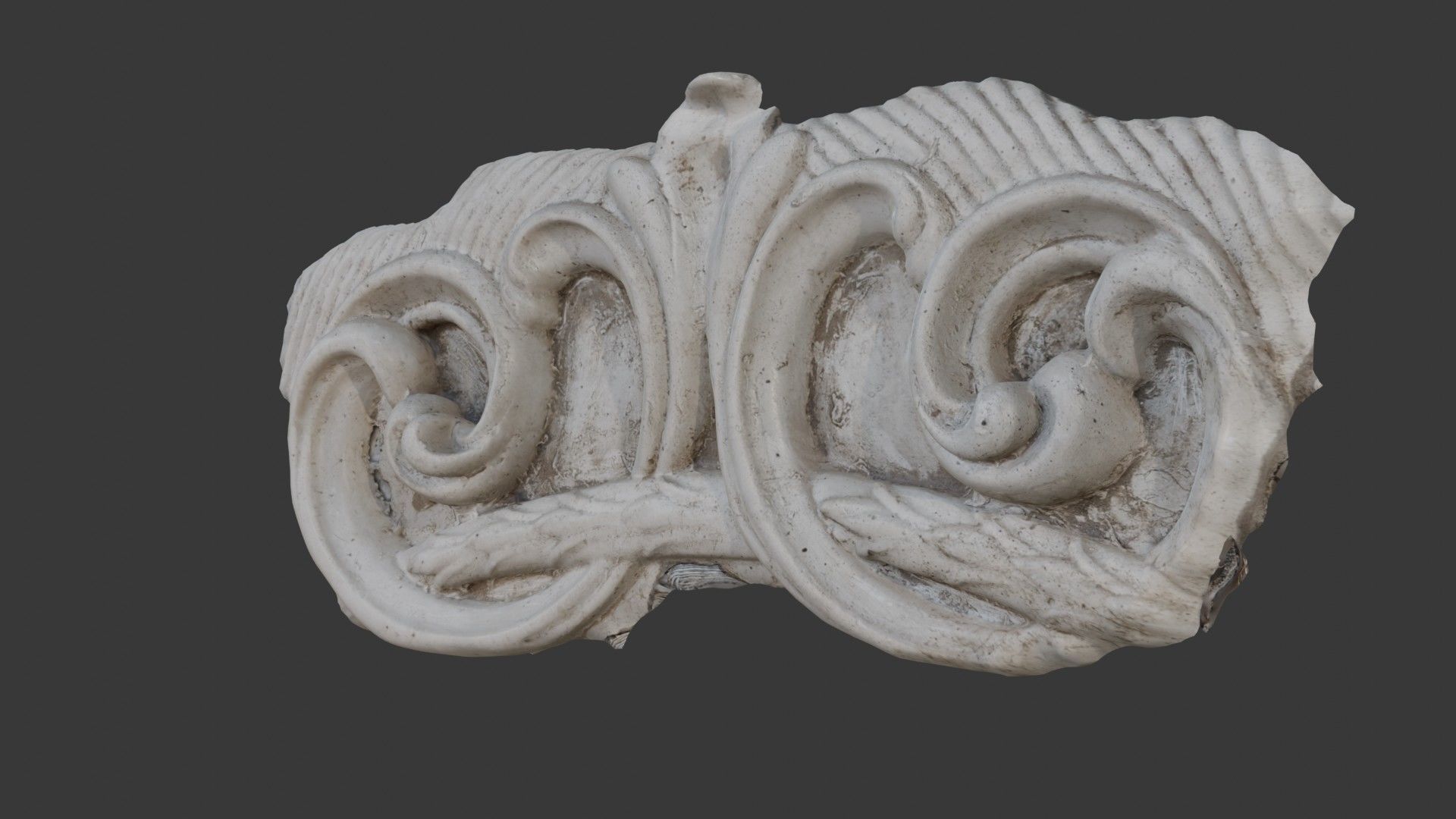 Baroque Scroll Ornament Scan Low-poly 3D model_4