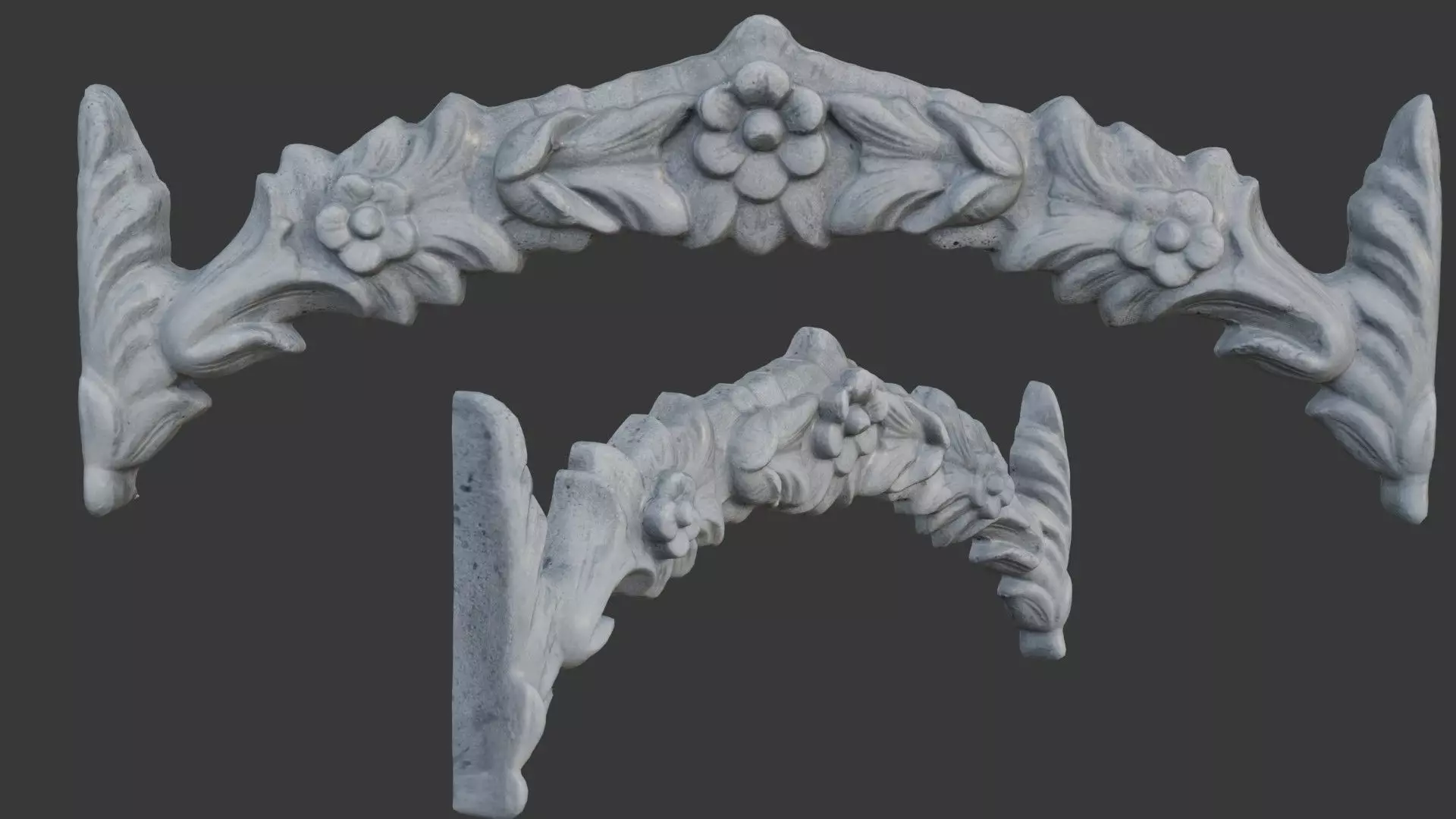 Floral Arch Ornament Scan Low-poly 3D model_0