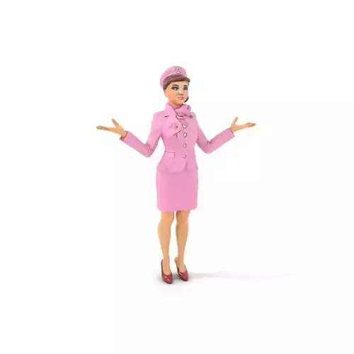 Elegant Pink Attired Female Character Rigged and Animated