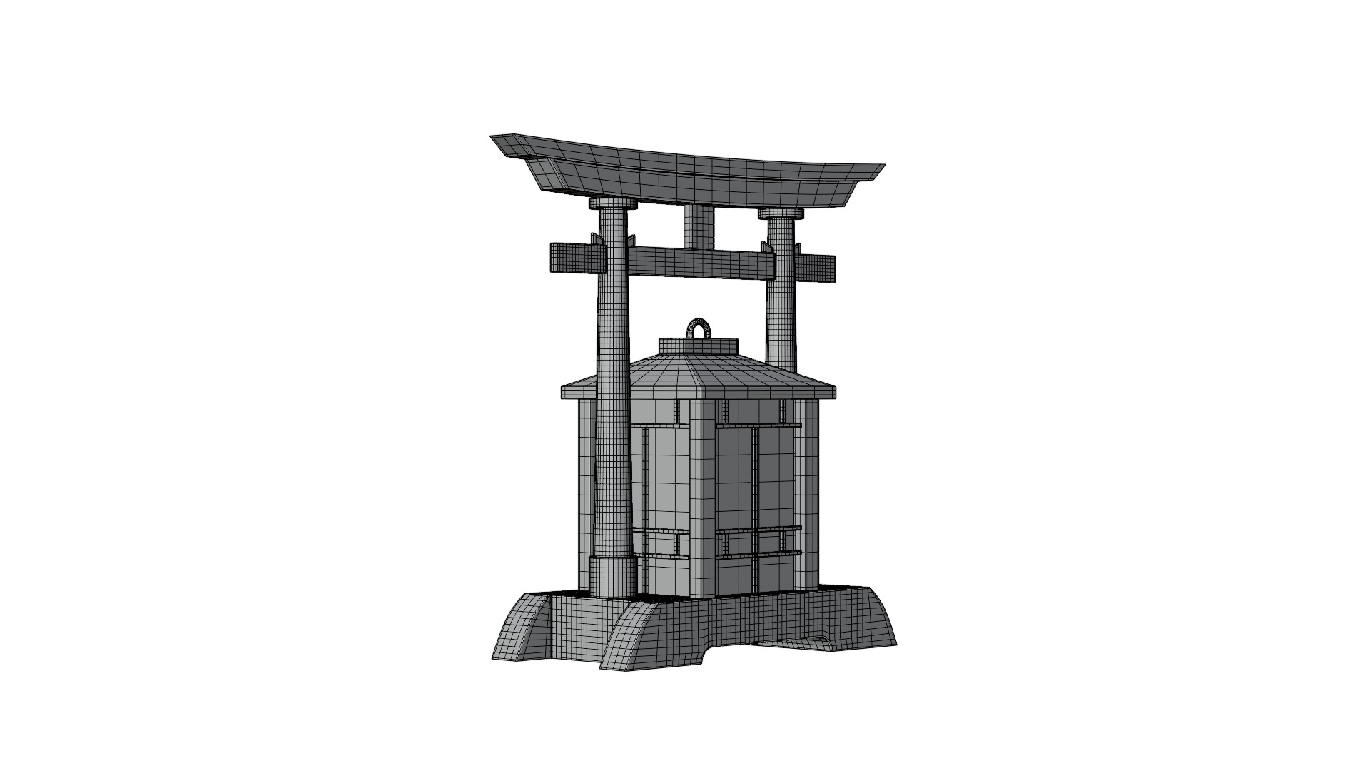 Japanese Red Tori lantern lamp 3D model_9